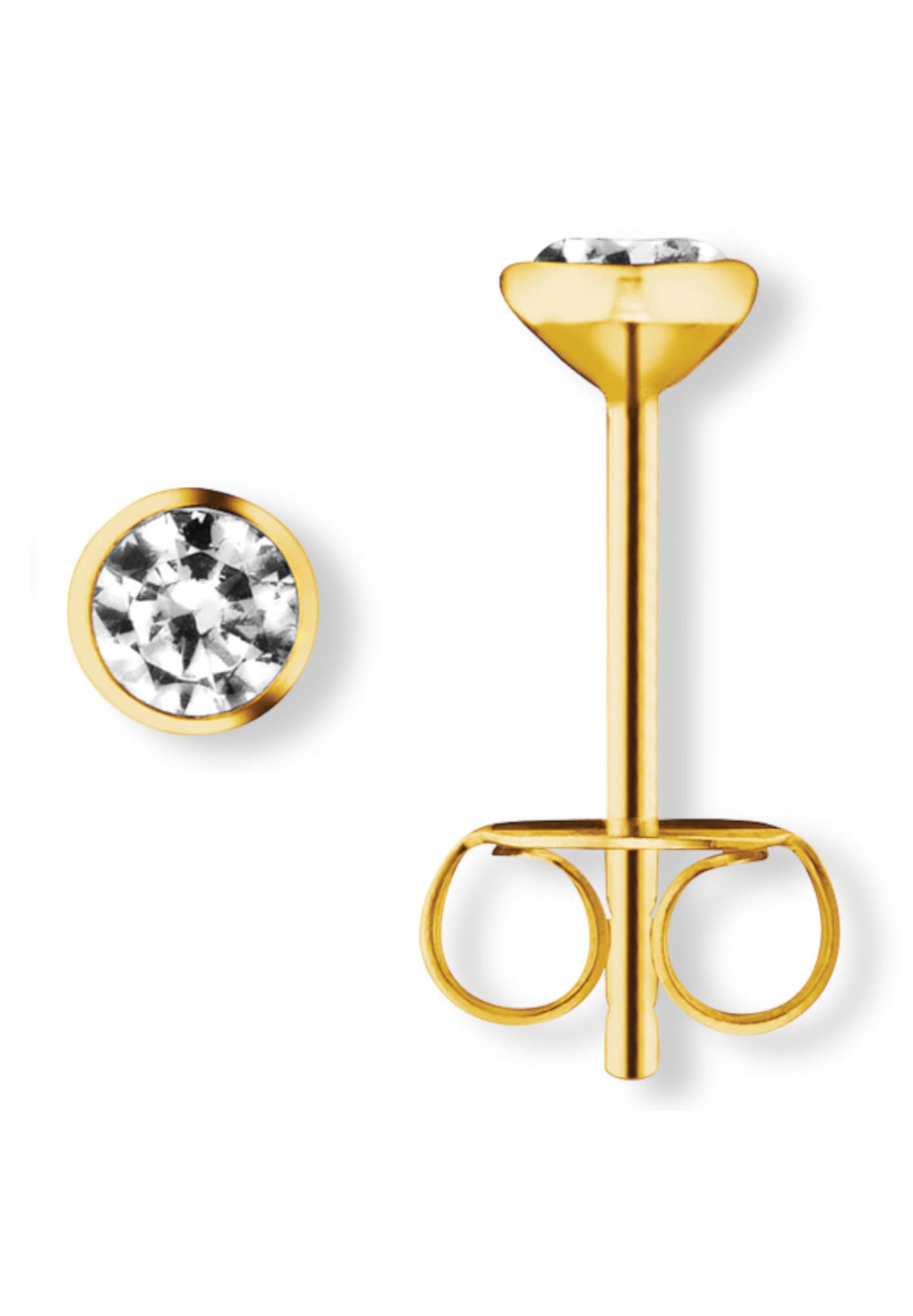 ONE ELEMENT Paar Ohrstecker »Zirkonia Zarge Ohrringe  Ohrstecker aus 333 Gelbgold«