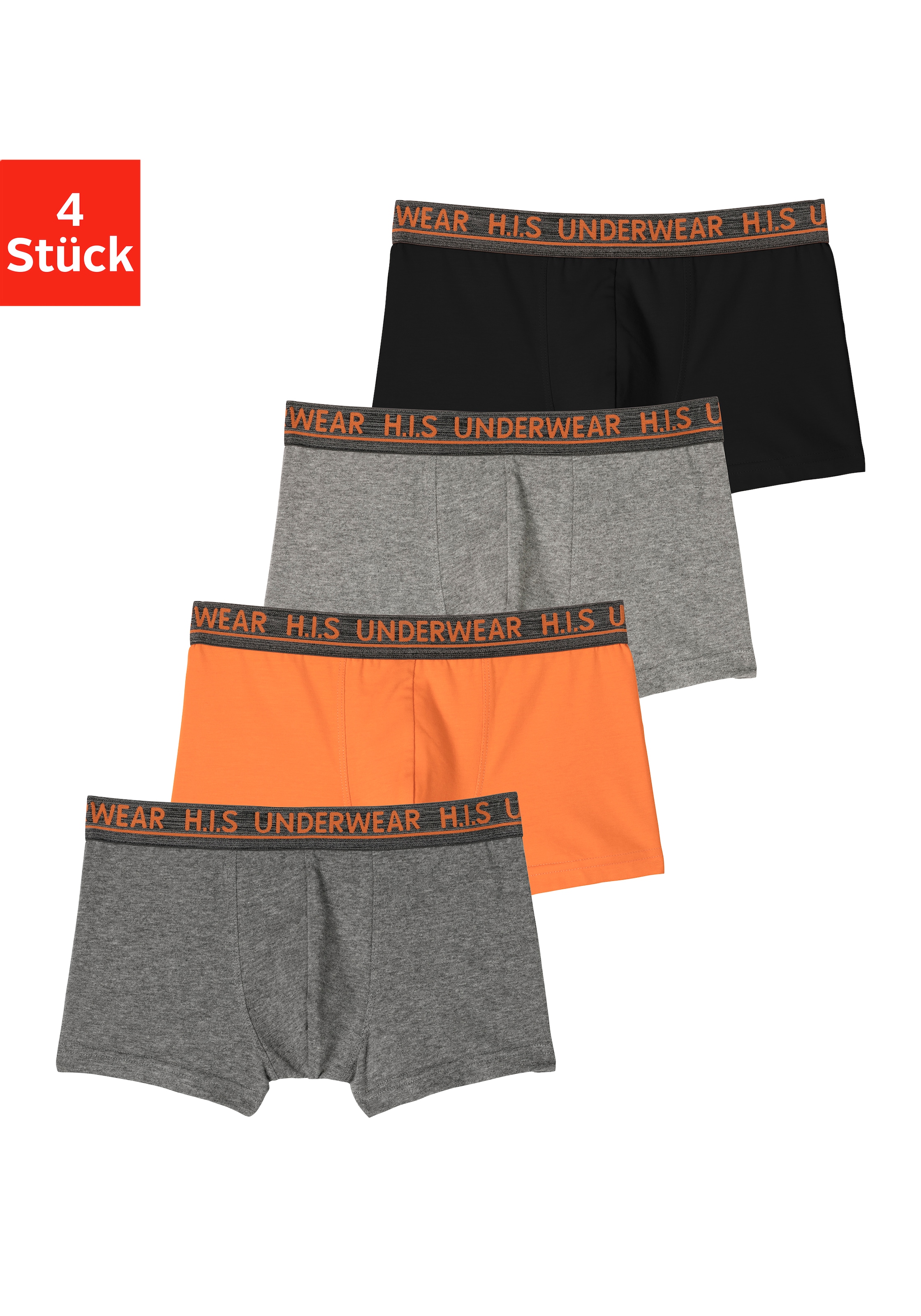 H.I.S Boxer, (Packung, 4 St.), für Jungen mit meliertem Logo Webbund