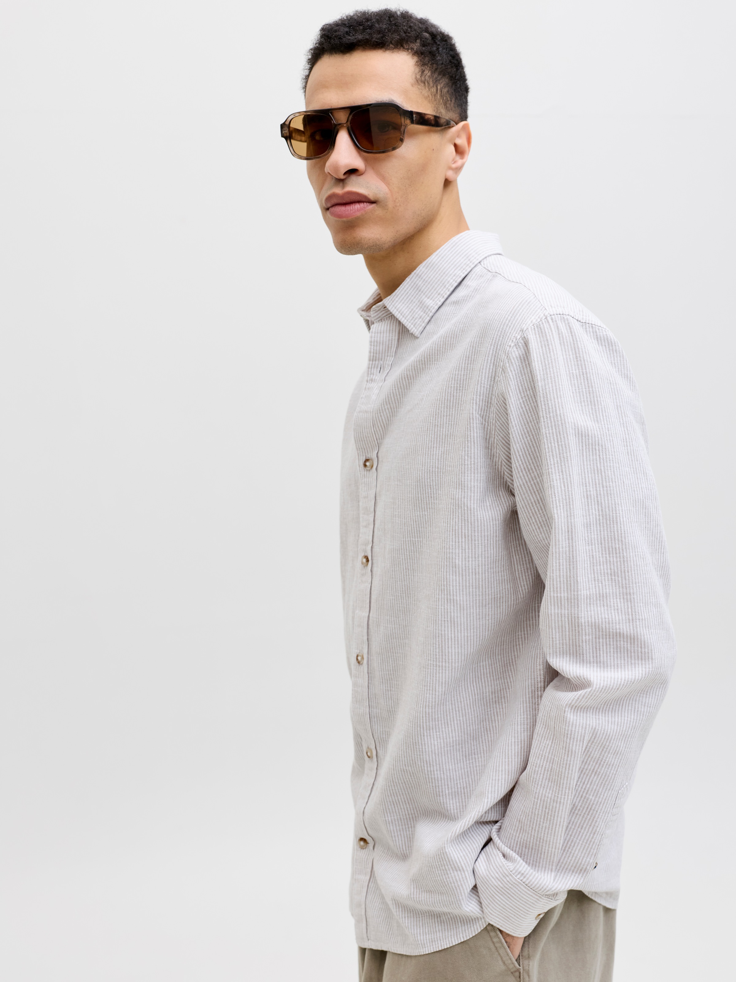 Jack & Jones Langarmhemd »JJESUMMER LINEN BLEND SHIRT L/S SN 2PKMP« Packung, 2