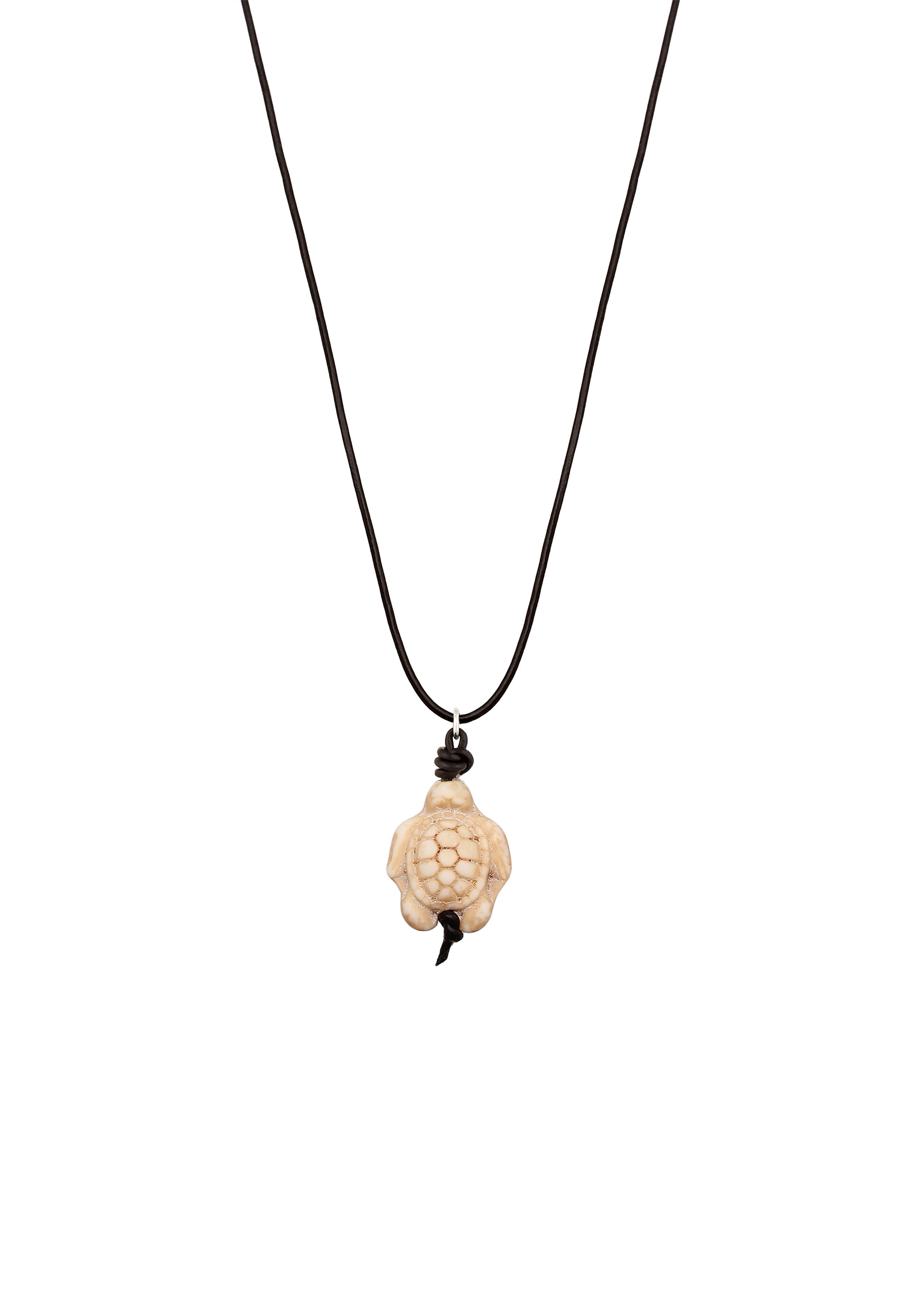 Kuzzoi Silberkette »Halskette Lederkette Schwarz synthetische Howlith Schildkröte 925 Sterling Silber«