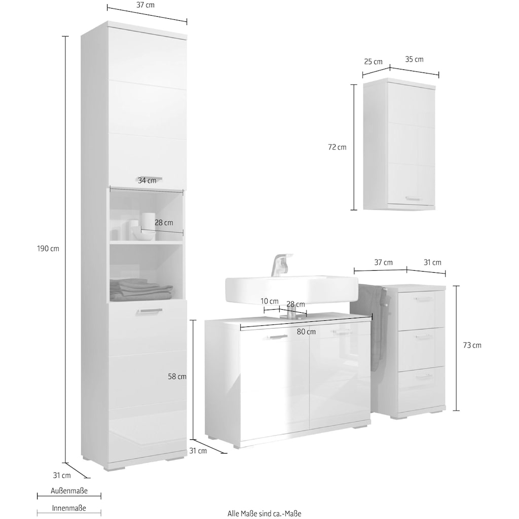 Homexperts Badmöbel-Set »Nusa«, (4 St.)