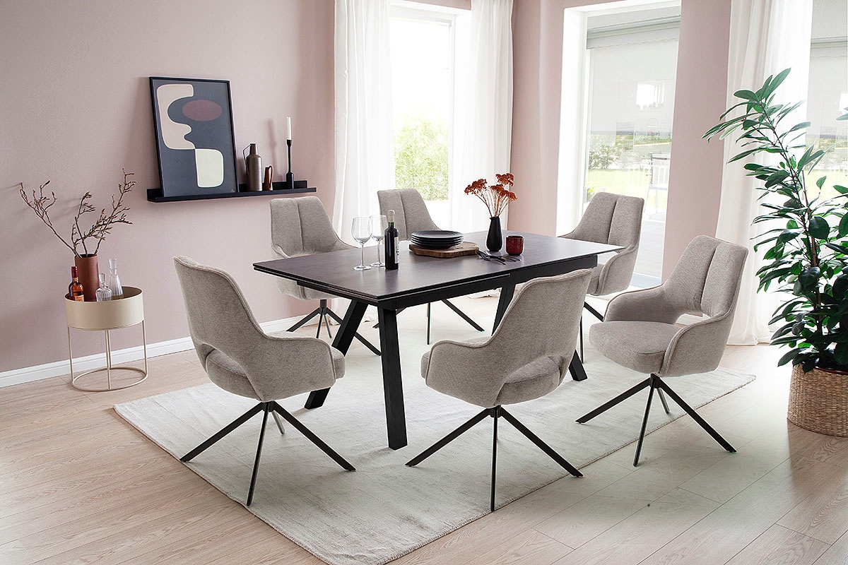 MCA furniture Esstisch »TOBAGO Auszugtisch 180-260 cm«, (Einzelstück), Keramik,Metall,Stirnauszug,ausziehbar,Tischplatte 13 mm