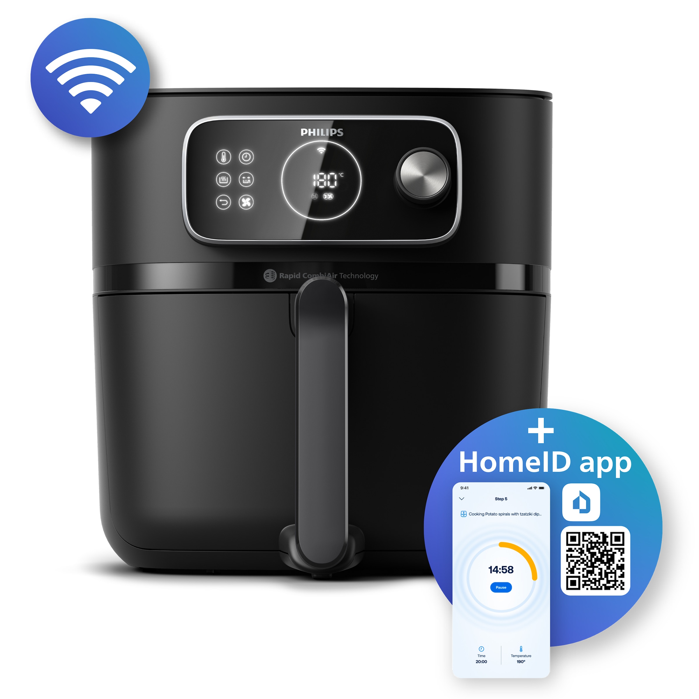 Philips Heißluftfritteuse »Airfryer XXL Kombi HD9876/90, mit 8,3 l, Rapid CombiAir Technologie«, 2200 W, Fassungsvermögen 8,3 l, 22 Kochfunktionen, QuickClean und WiFi Konnektivität