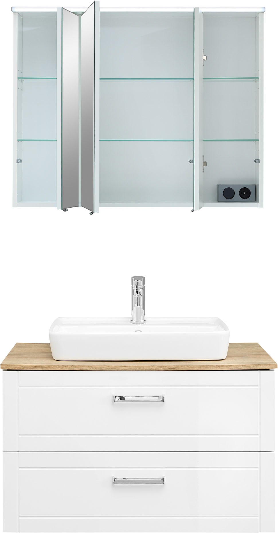 Saphir Badmöbel-Set »Serie 3007,Waschtisch mit Spiegelschrank« 4 Stk. tlg.