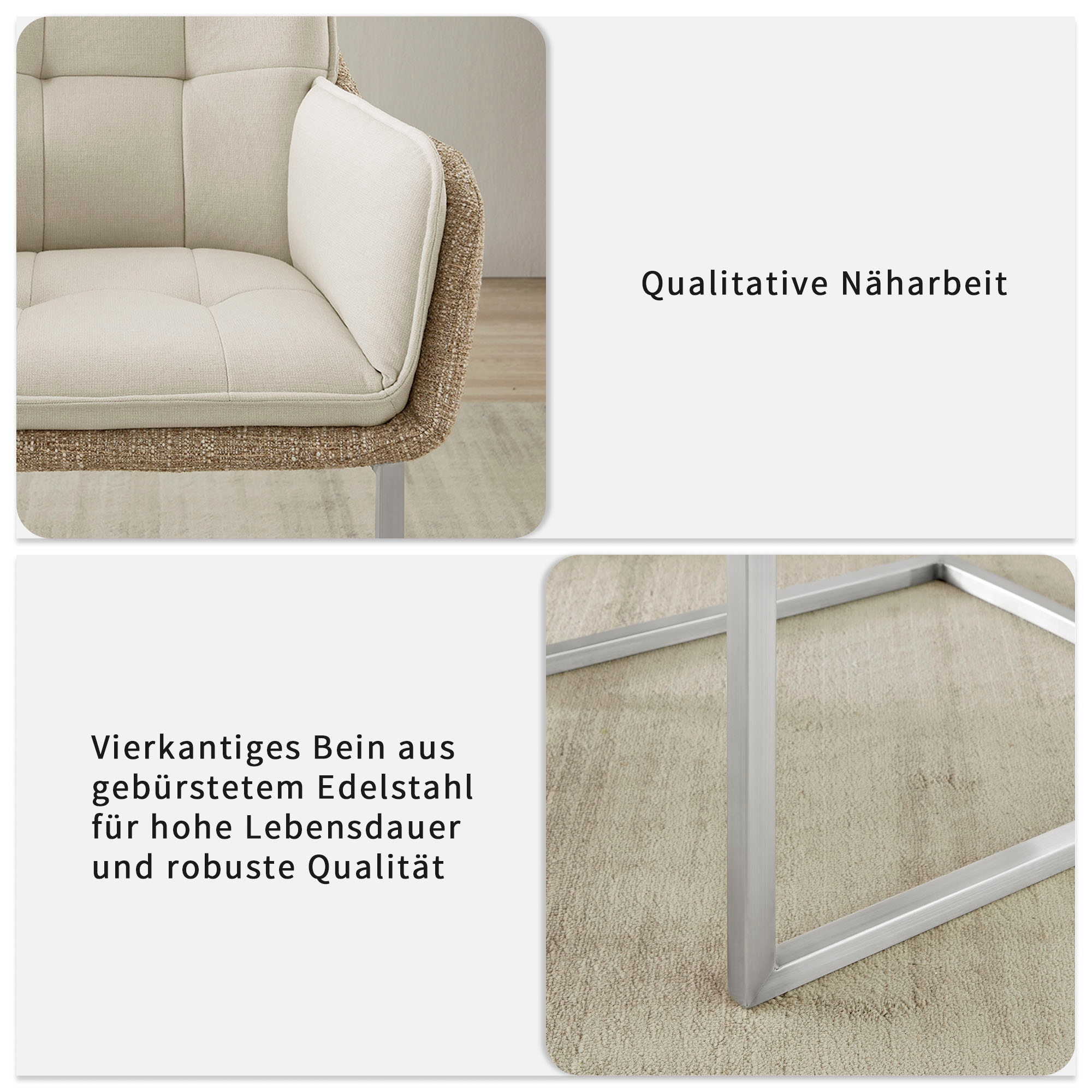 PLACES OF STYLE Esszimmerstuhl »Durham, TOPSELLER!, OTTOs Choice« () 2er-Set in modernem Design, Sitz und Rücken gepolstert