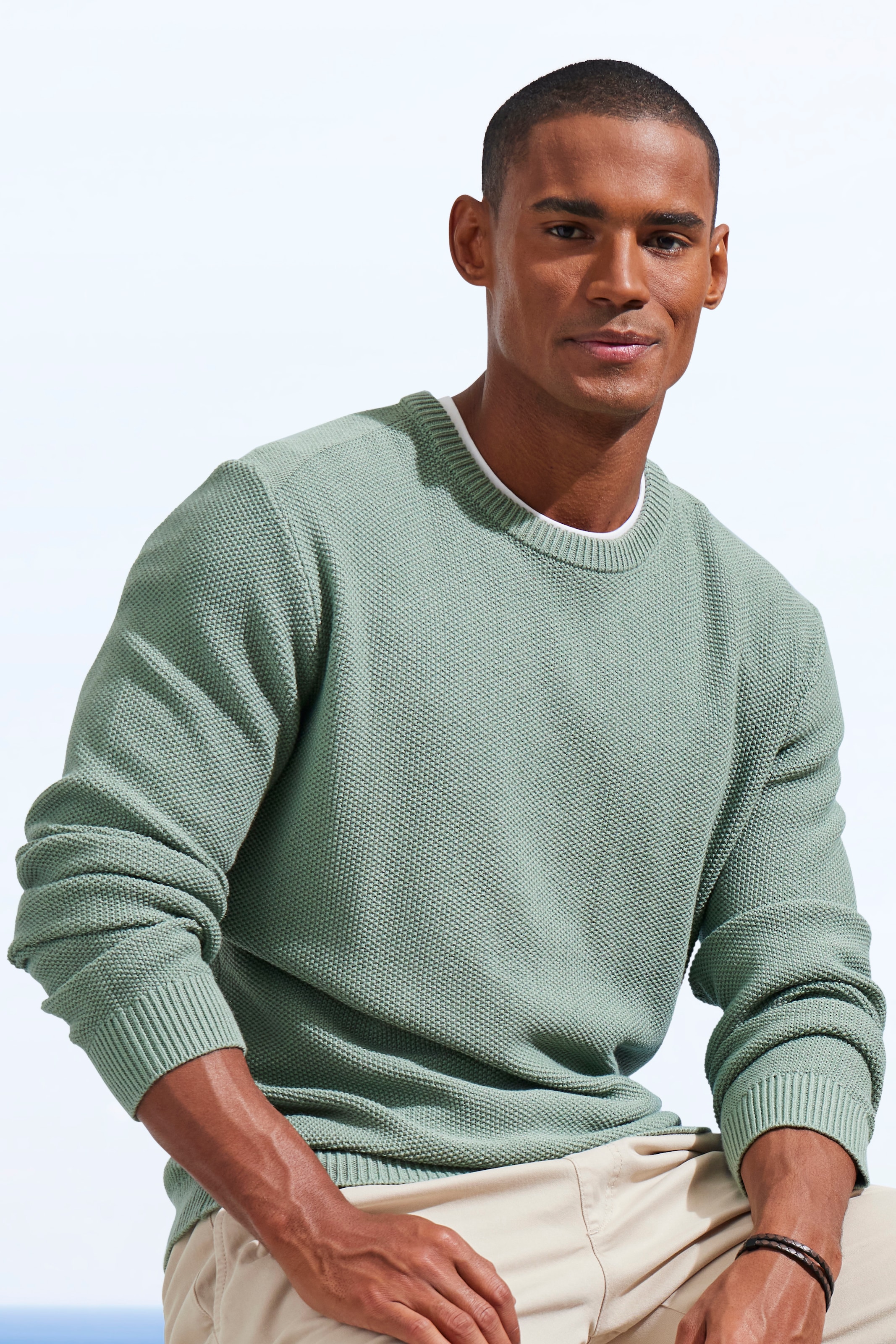 John Devin Strickpullover, Pullover in modischer Strickstruktur