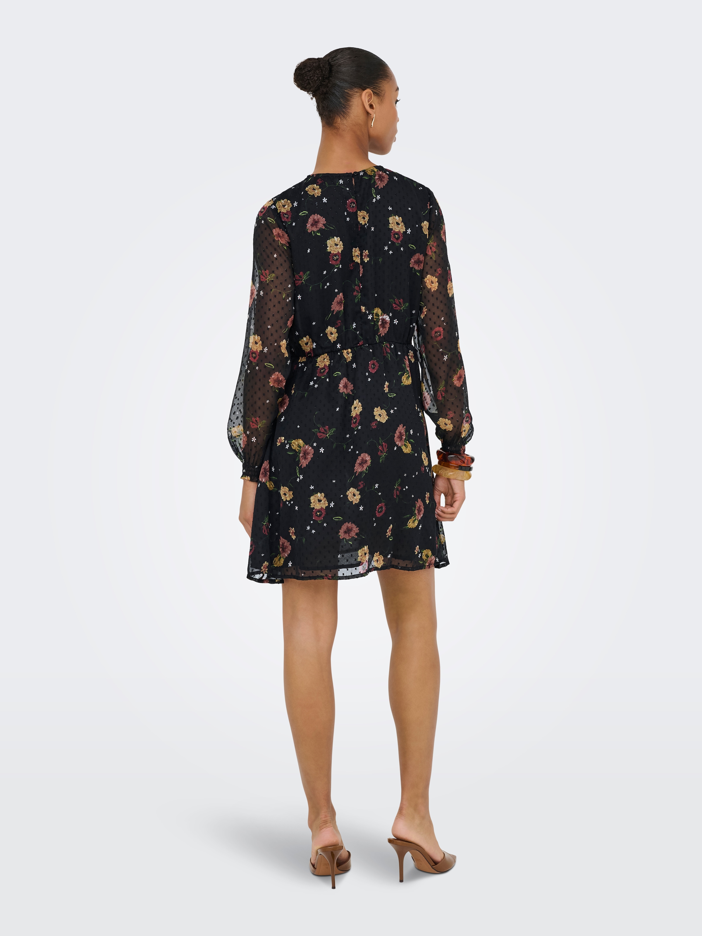 ONLY Druckkleid »ONLELIZA LIFE LS O-NECK DRESS WVN«, Sommerkleid