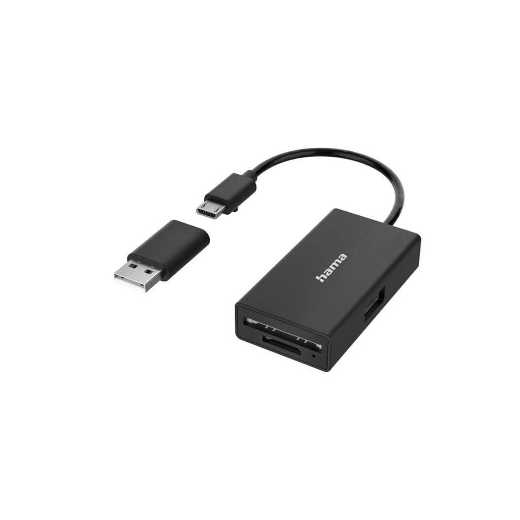 Hama USB-Adapter »USB OTG Hub Kartenleser 3 Ports USB A SD microSD inkl. USB A Adapter«
