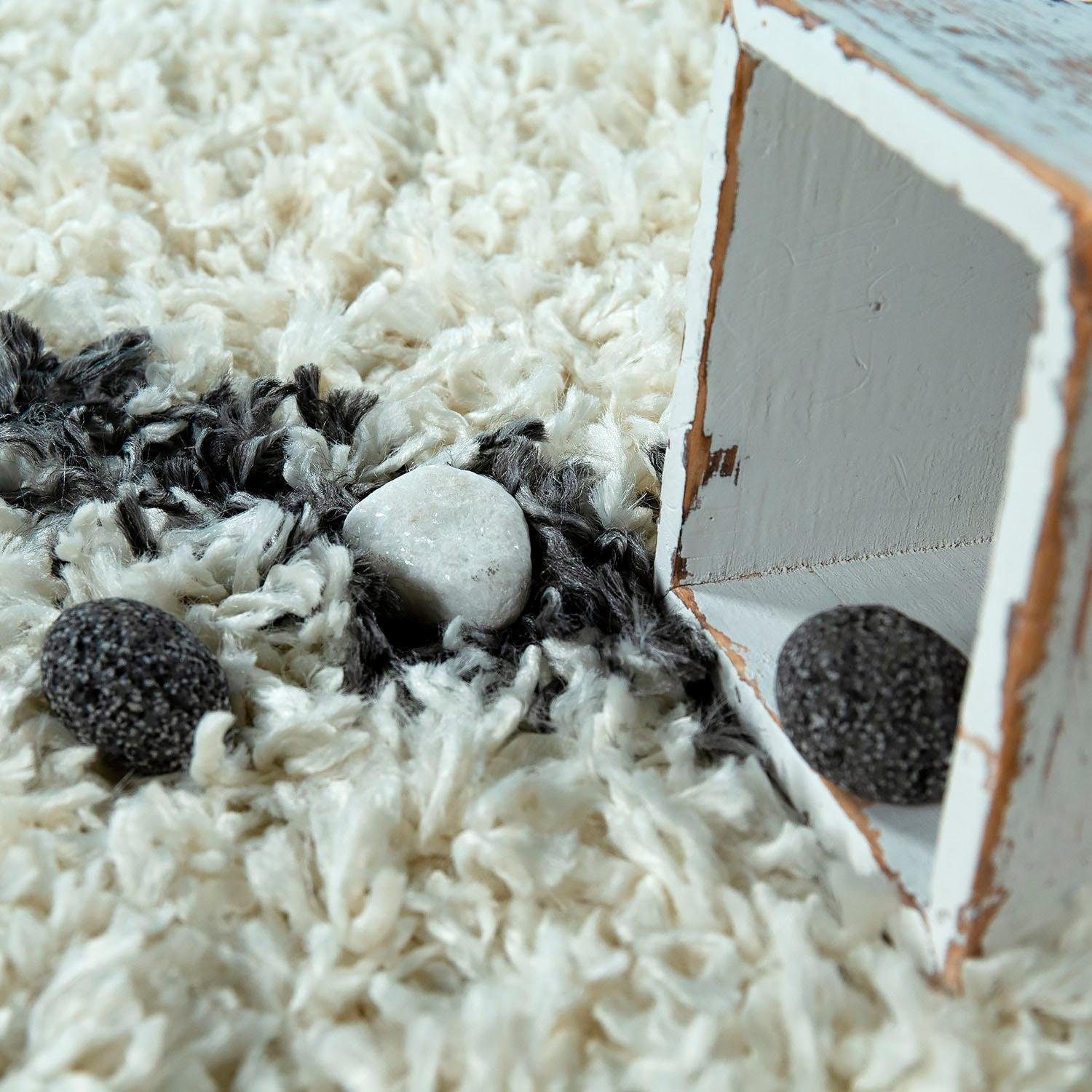 Paco Home Hochflor-Teppich »Helsinki 531« rechteckig 45 mm Höhe weicher Hochflor-Shaggy, Scandi Design, mit Fransen