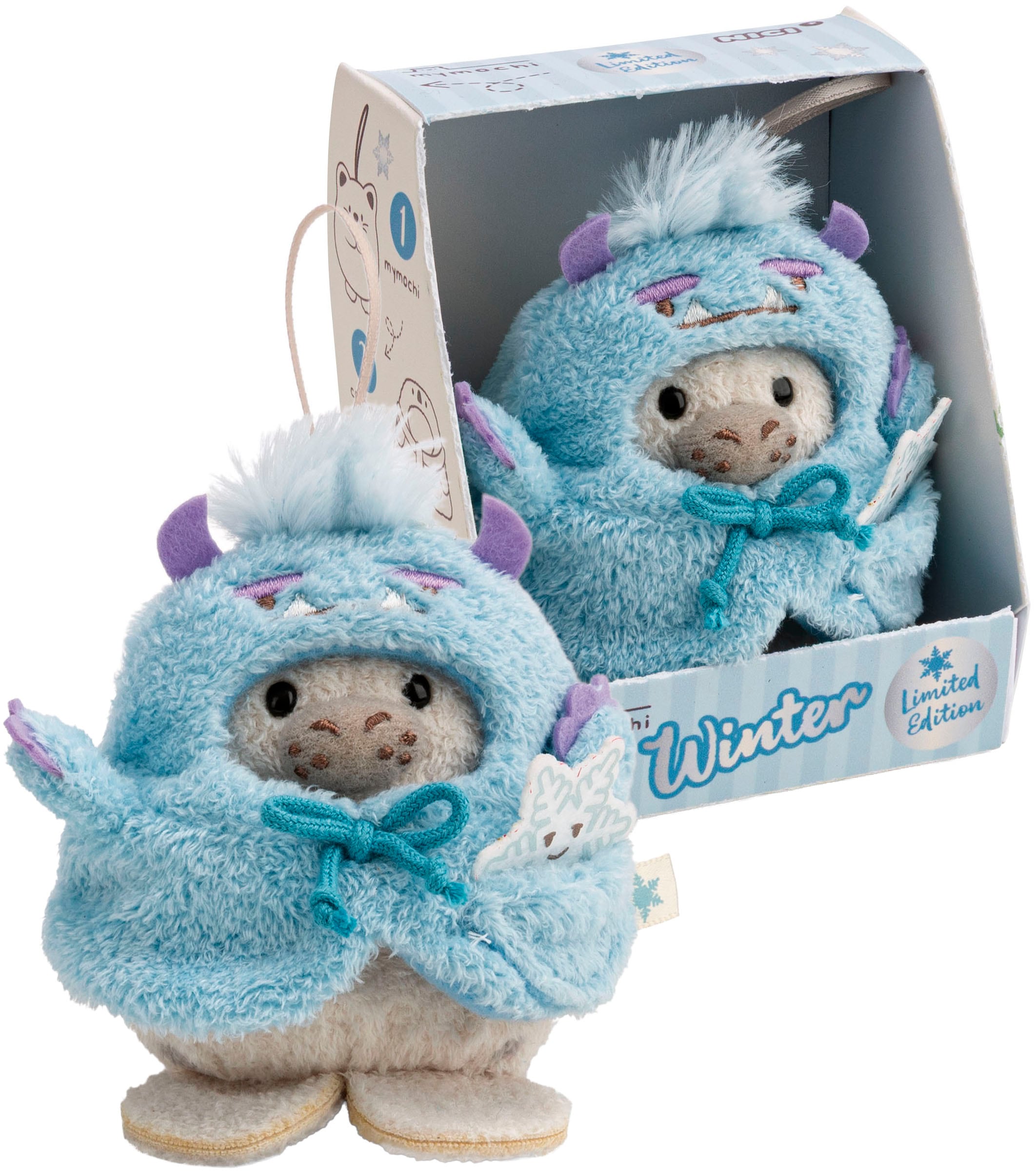 Nici Kuscheltier »mymochi, Set Robbe Yuki 8cm mit Schneeflocke & Yetikostüm« in Geschenkbox