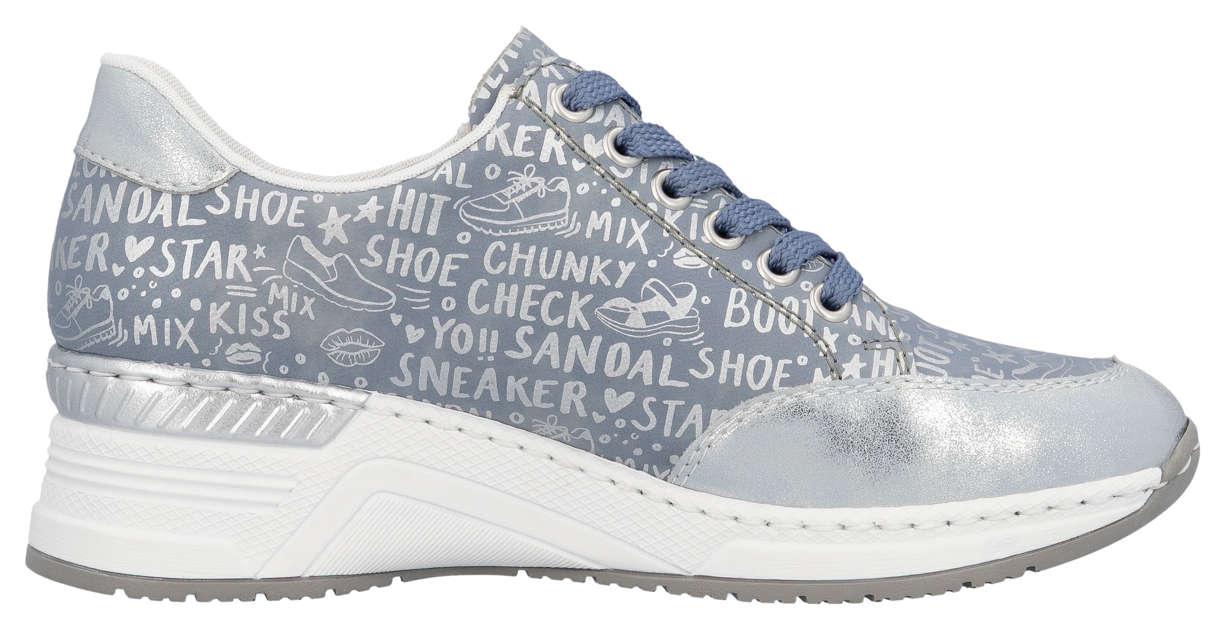 Rieker Sneaker  mit Lettern bedruckt, Freizeitschuh, Halbschuh, Schnürschuh