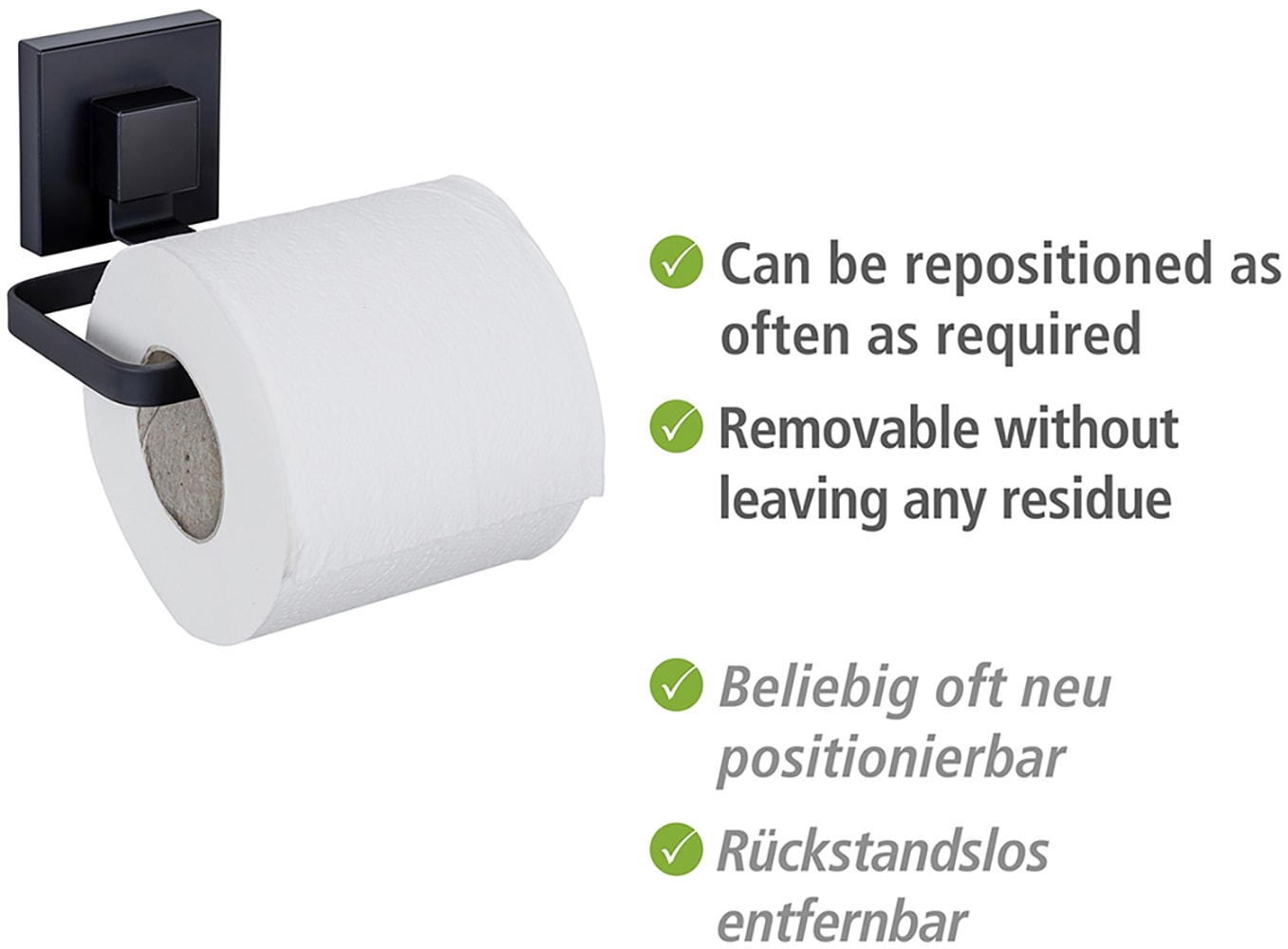 WENKO Toilettenpapierhalter »Vacuum-Loc® Modell Quadro«, aus Edelstahl, Befestigen ohne Bohren