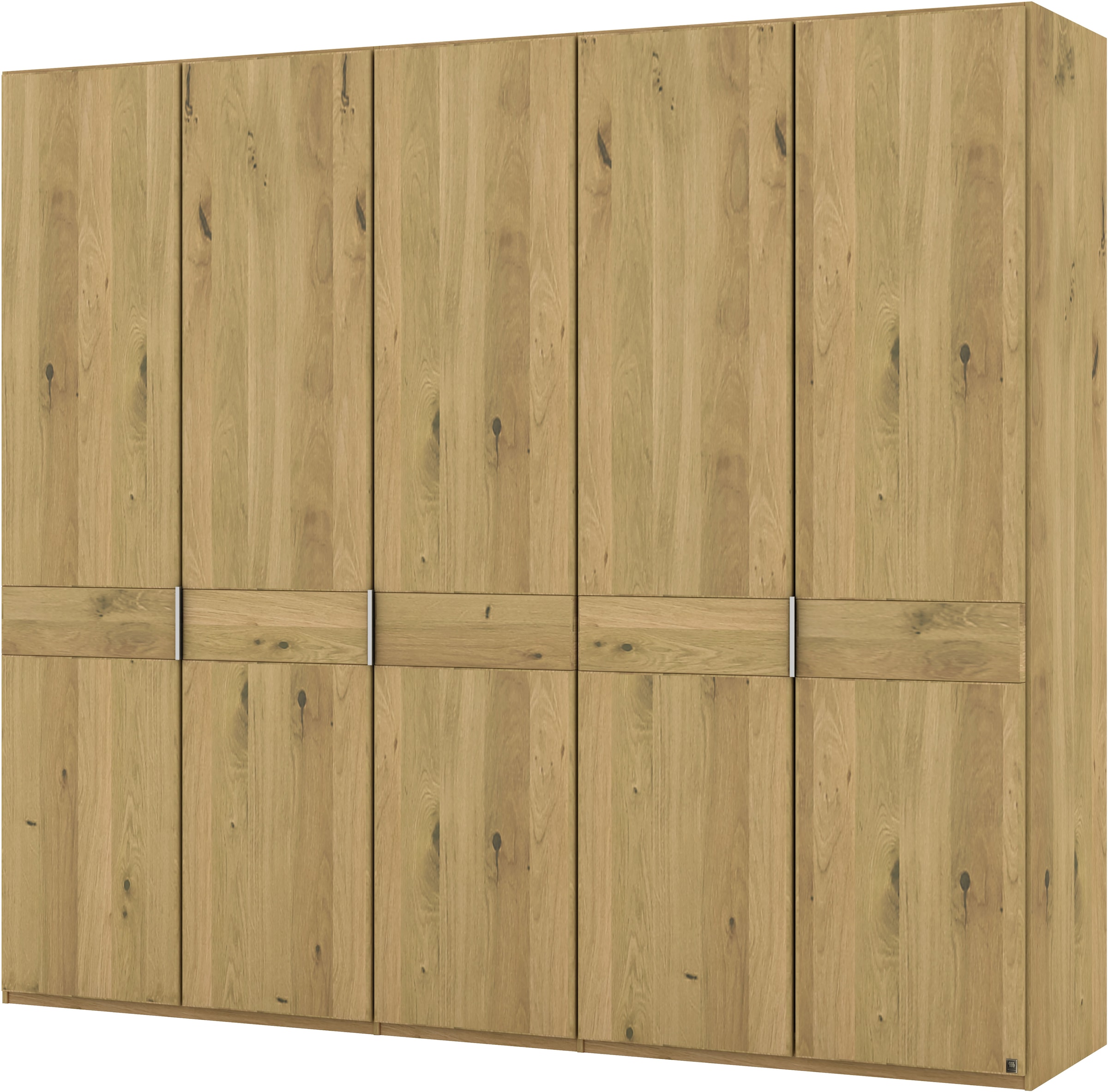 Musterring Drehtürenschrank »Savona, Kleiderschrank, Schrank, Garderobe, teilmassiv Eiche«, (mit Türdämpfern, in 5 Breiten & 2 Höhen, extra Böden, MADE IN GERMANY), Türen in Bianco-Eiche massiv, mit Querriegel, verschiedene Größen