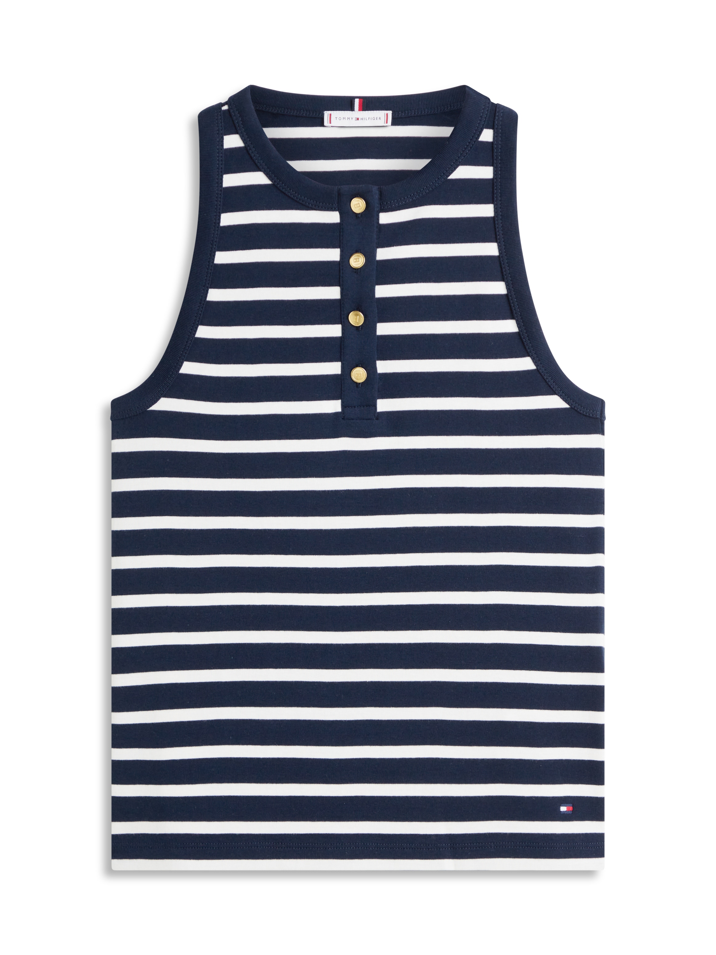 Tommy Hilfiger T-Shirt »GOLD BUTTON HENLEY TOP« mit kurzer Knopfleiste