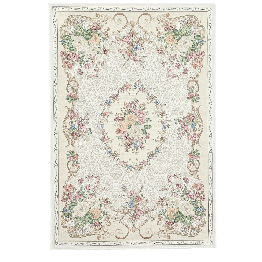 THEKO Teppich »Flomi Floral«, rechteckig, 3 mm Höhe, gewebt, Blumen Design, ideal im Wohnzimmer & Schlafzimmer