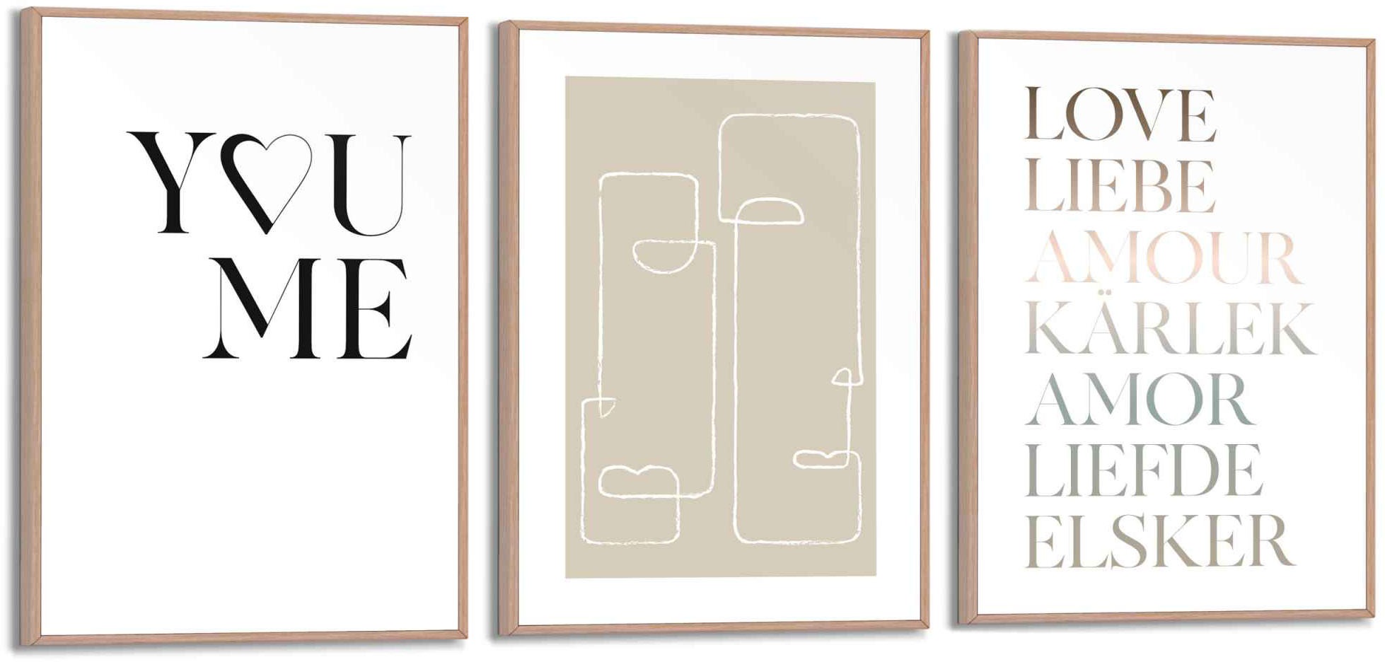 Reinders! Wandbild »Du und Ich Zusammen - Liebe - Abstrakt - Soulmates«, (3  St.) kaufen im OTTO Online Shop | Kunstdrucke