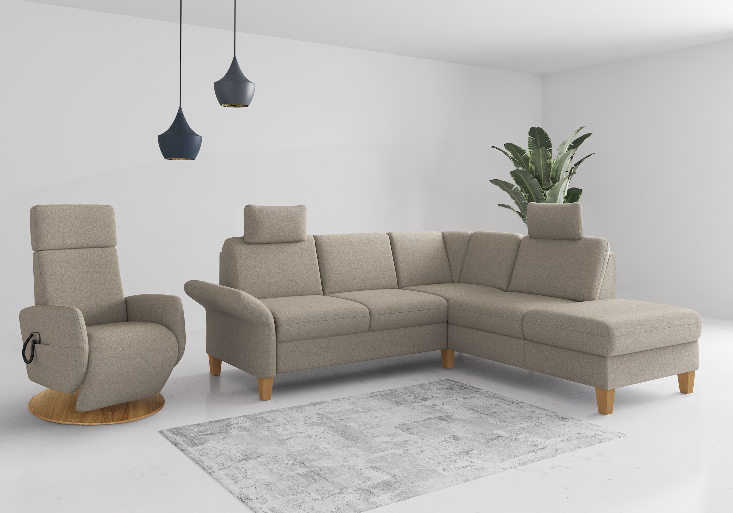 Home affaire Ecksofa »Rochelle, L-Form« wahlweise mit Armteilverstellung, Bettfunktion und Bettkasten