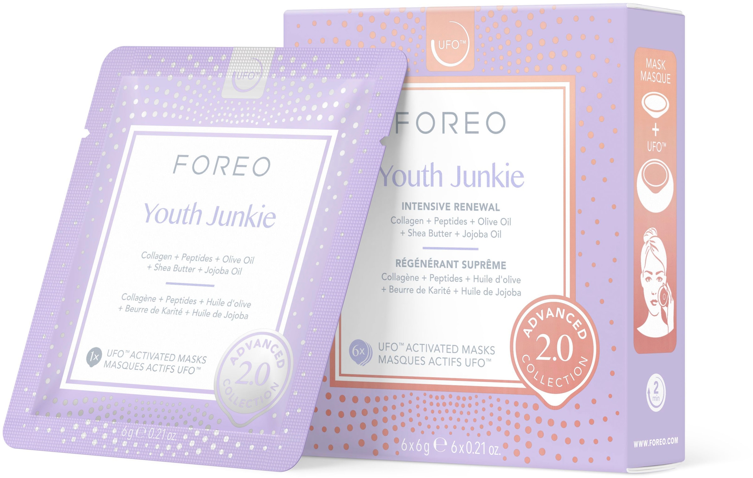 FOREO Gesichtsmaske »UFO™ Mask Youth Junkie 2.0«, (Packung, 6 tlg.), komptibel  mit UFO™ & UFO™ mini kaufen online bei OTTO