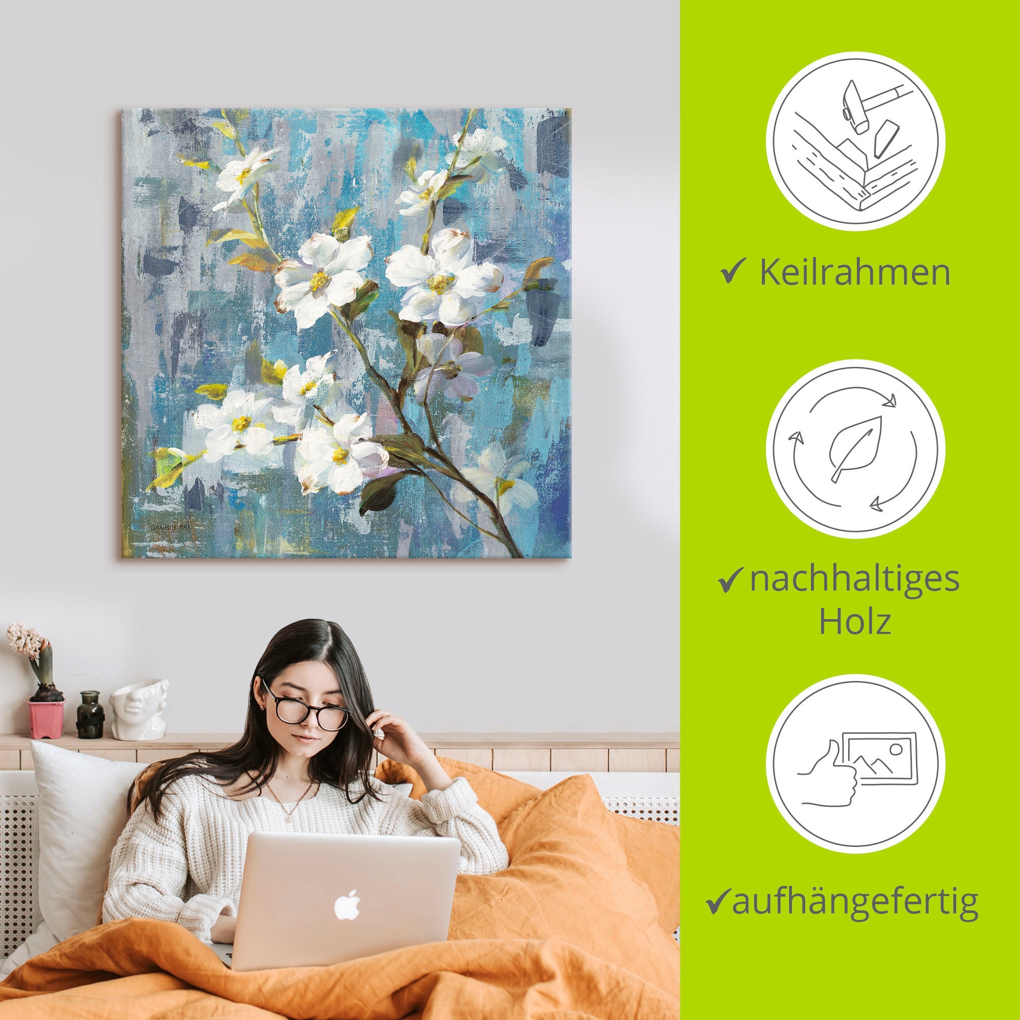 Artland Leinwandbild »Wundervolle Magnolie II« Blumen 1 Stk. tlg. auf Holzrahmen gespannt