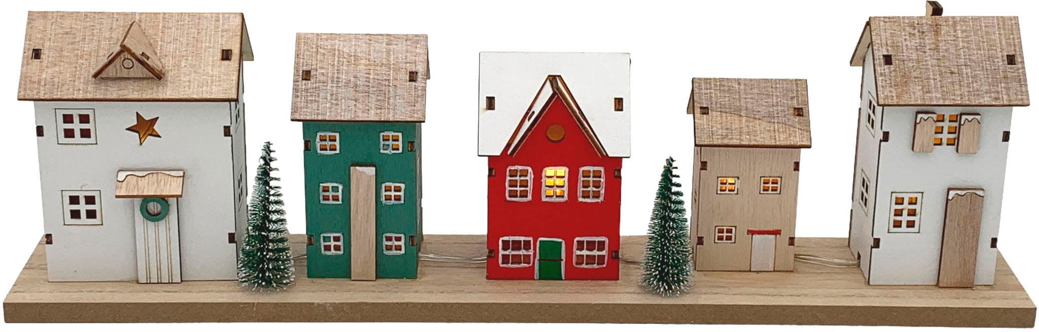 Home affaire Weihnachtshaus »LED Häuschen Dietach, Höhe ca. 16,5 cm«, beleuchtete Weihnachtdeko aus Holz, Batteriebetrieb