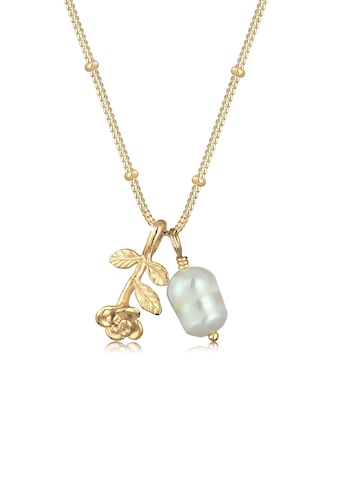 Elli Perlenkette »Kugelkette 3D-Rose Barockperle Vintage 925 Silber« kaufen