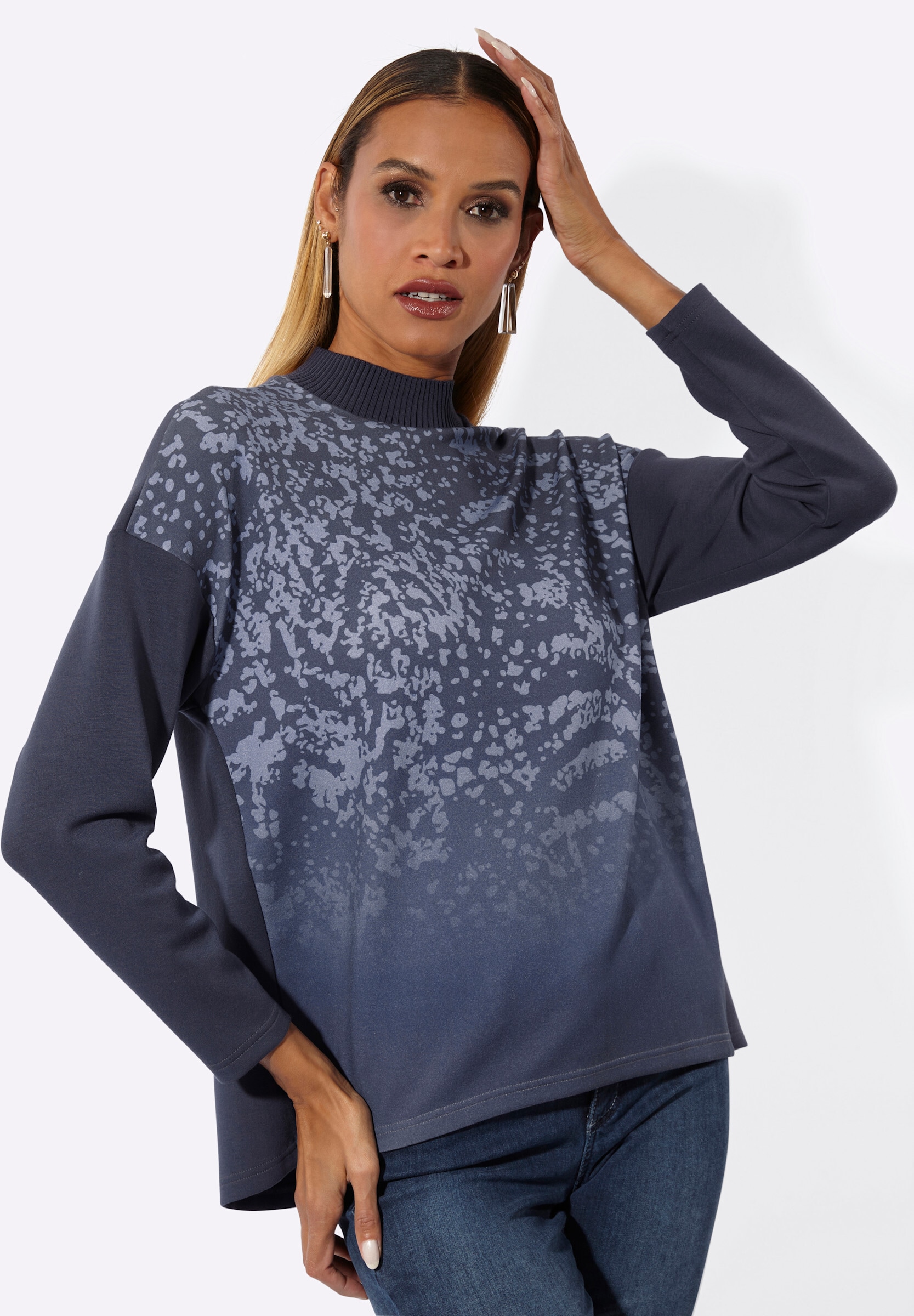 creation L Trainingsshirt »Modal-Mix-Sweatshirt Stehkragenshirt mit platziertem Druck«