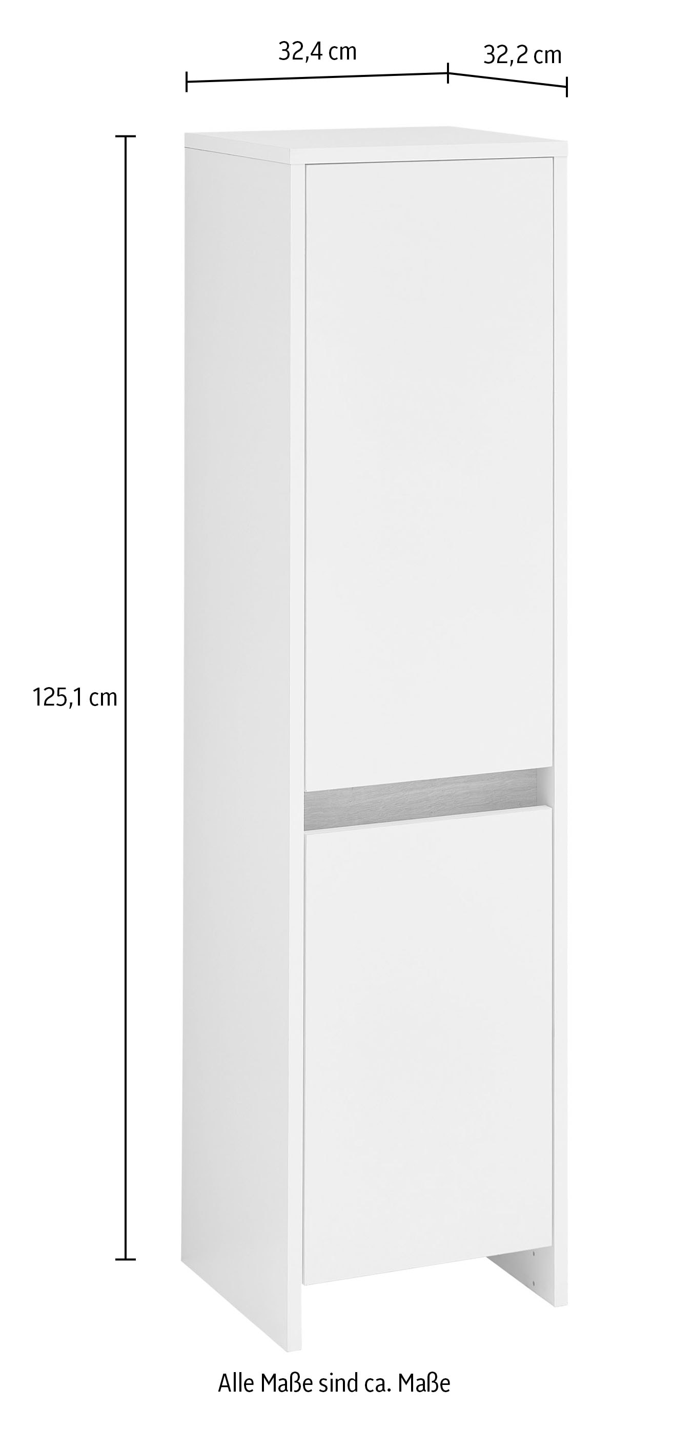 Saphir Midischrank »Quickset 100, Badschrank 32,4 cm breit, 2 Türen«, 2 Einlegeböden, Badezimmer-Midischrank, mit Akzentfuge
