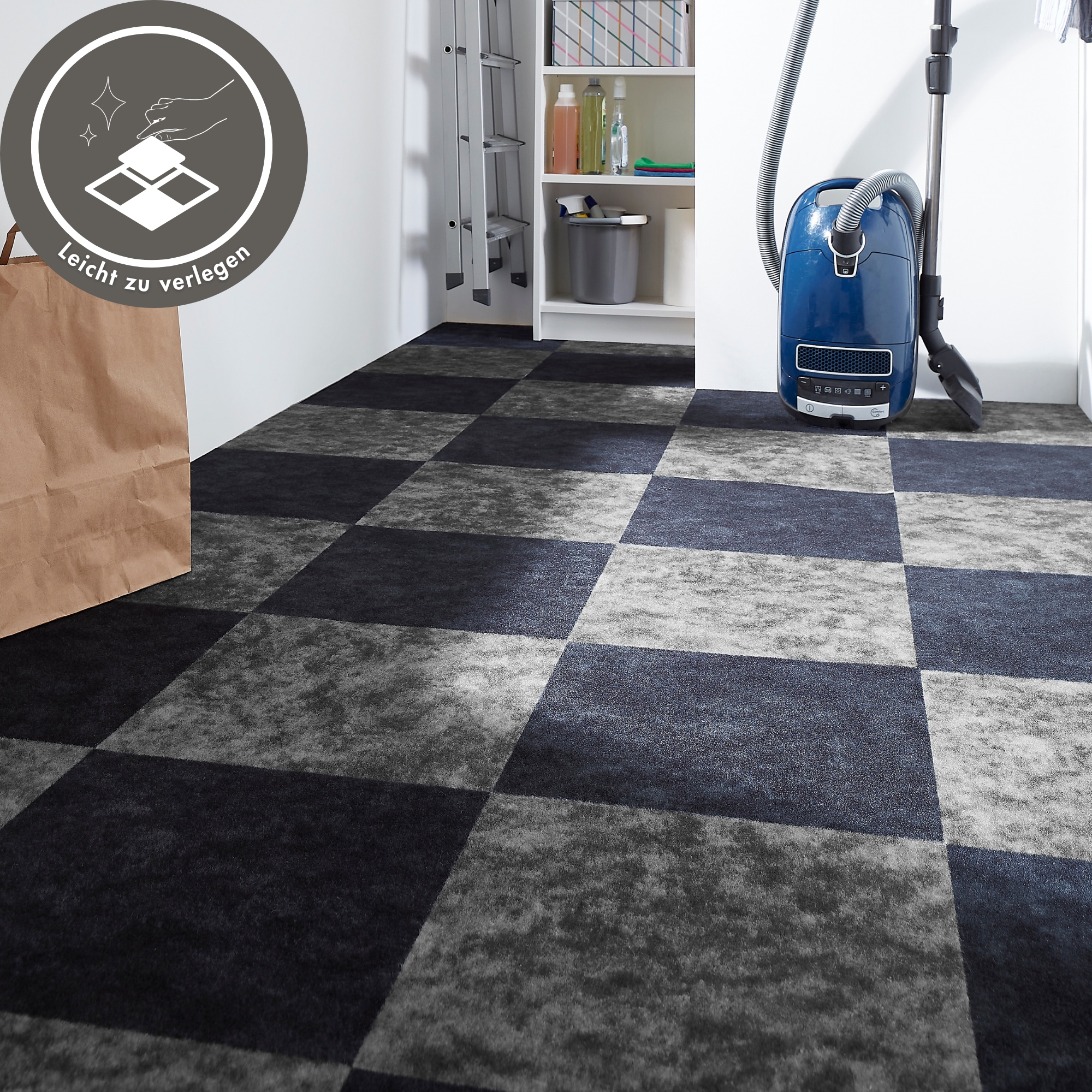 Andiamo Teppichfliese »Colmar Nadelfilz«, quadratisch, 4 mm Höhe, 40x40 cm, selbstklebend, robust & strapazierfähig, 25 Stück (4 qm)
