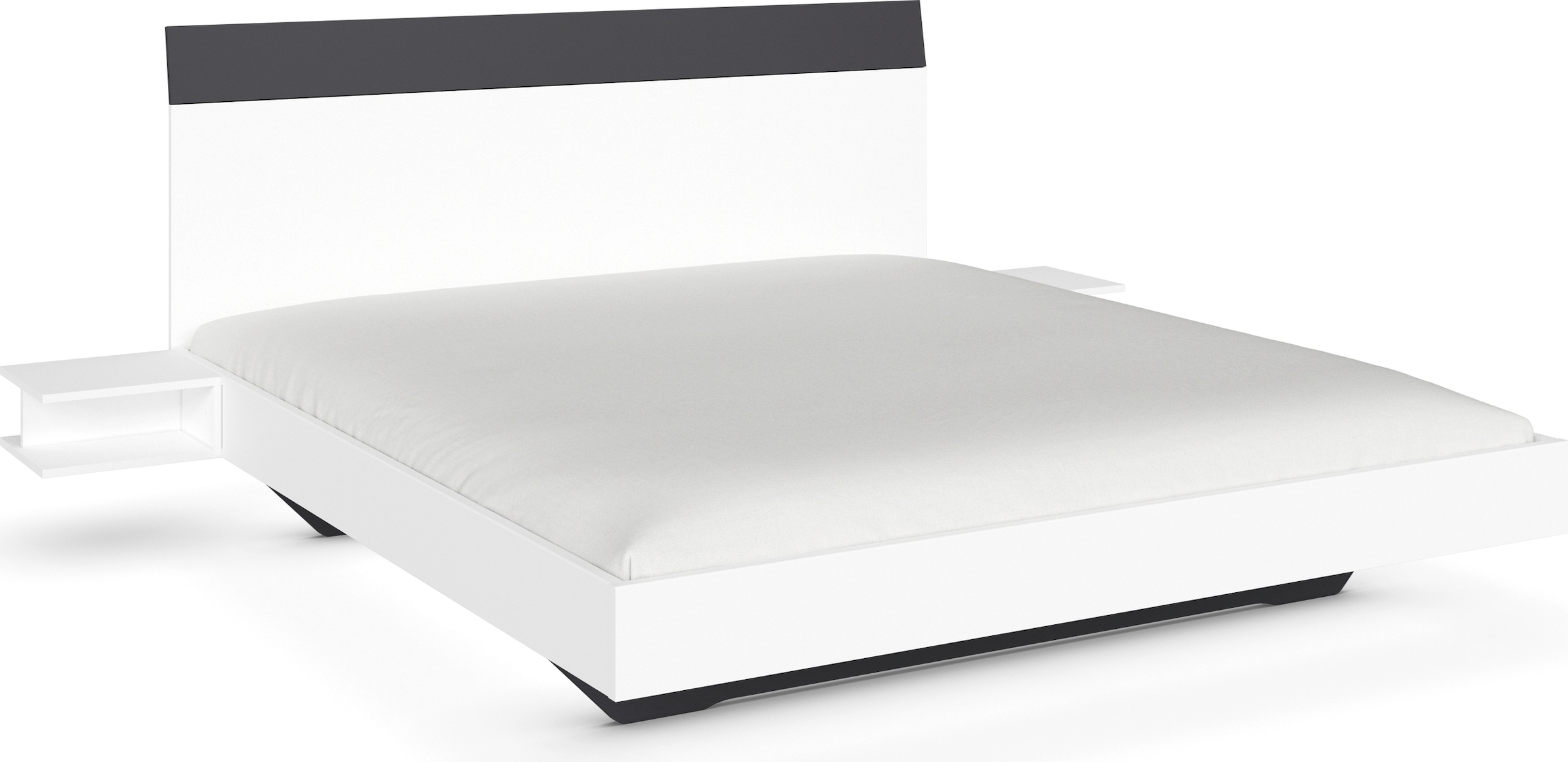 Rauch Bettanlage »Monza« in schwebender Optik und hohem Bettkopfteil sowie 2 Nachttische in weiß, Größe B/H/T: 255 cm x 99 cm