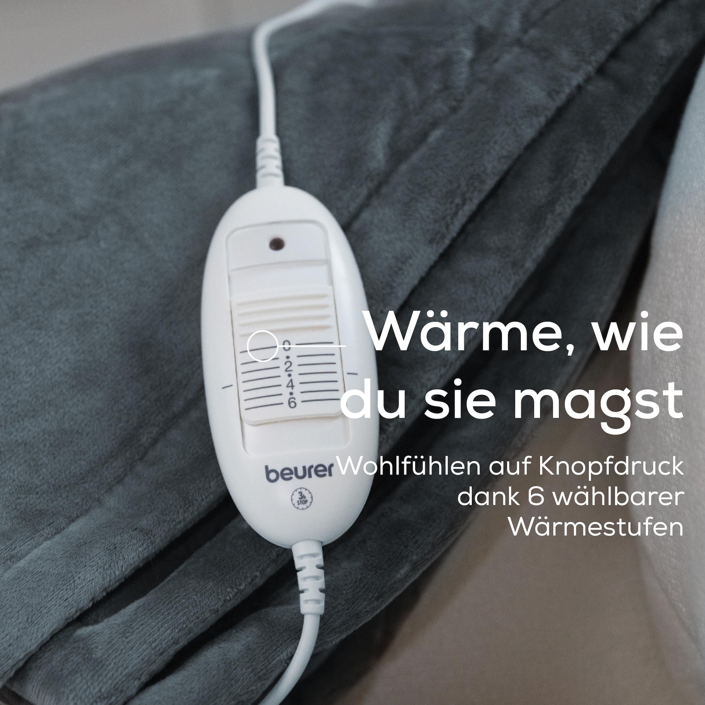 BEURER Heizdecke »HD 75 Cosy Dark-Grey, elektrische Wärmedecke zum Einkuscheln« Mit 6 Temperaturstufen, Abschaltautomatik, maschinenwaschbar