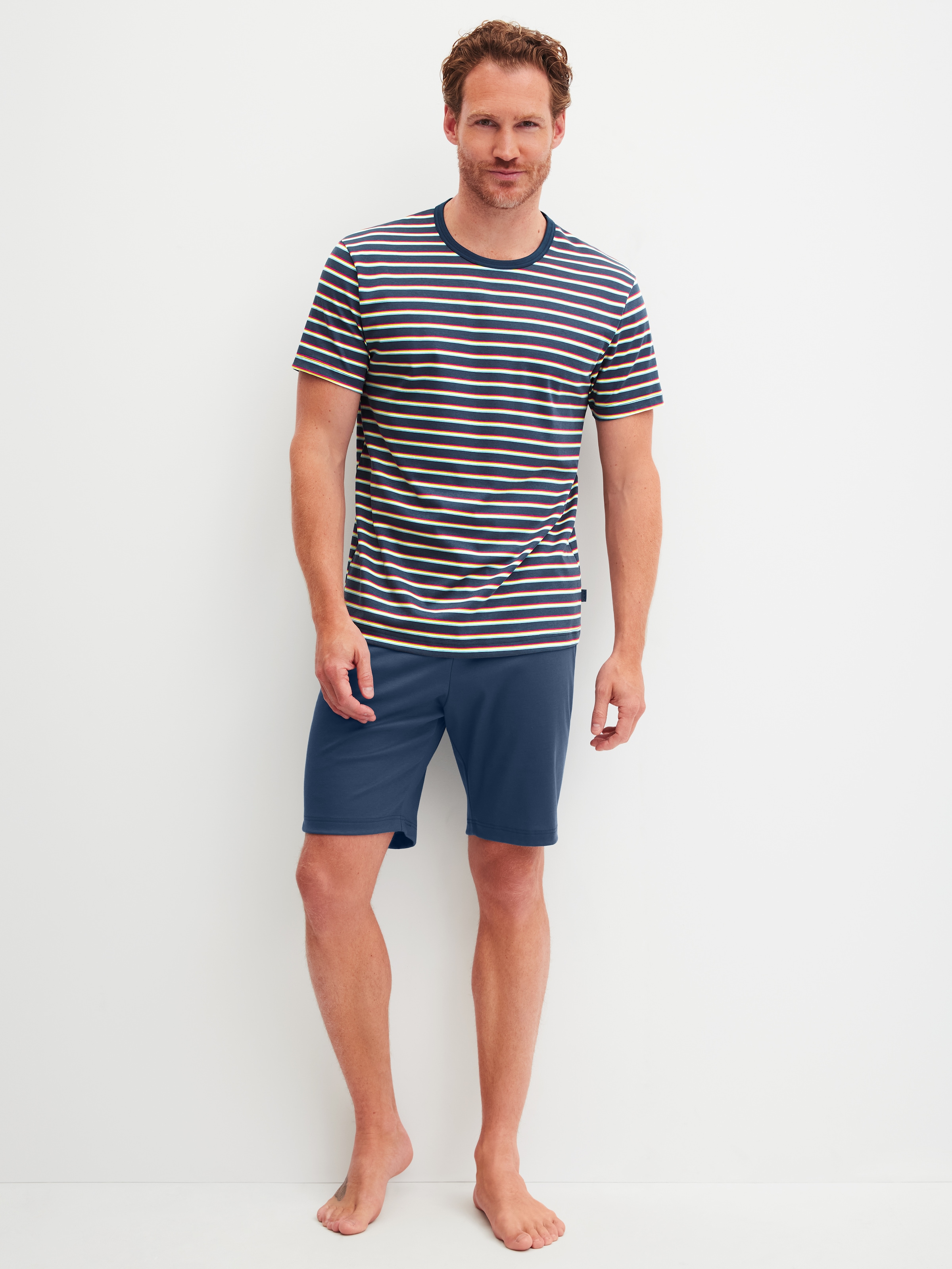 CALIDA Pyjama »Relax Streamline 1« 2 mit Rundhalsausschnitt und kurzem Arm, weich, Interlock Qualität