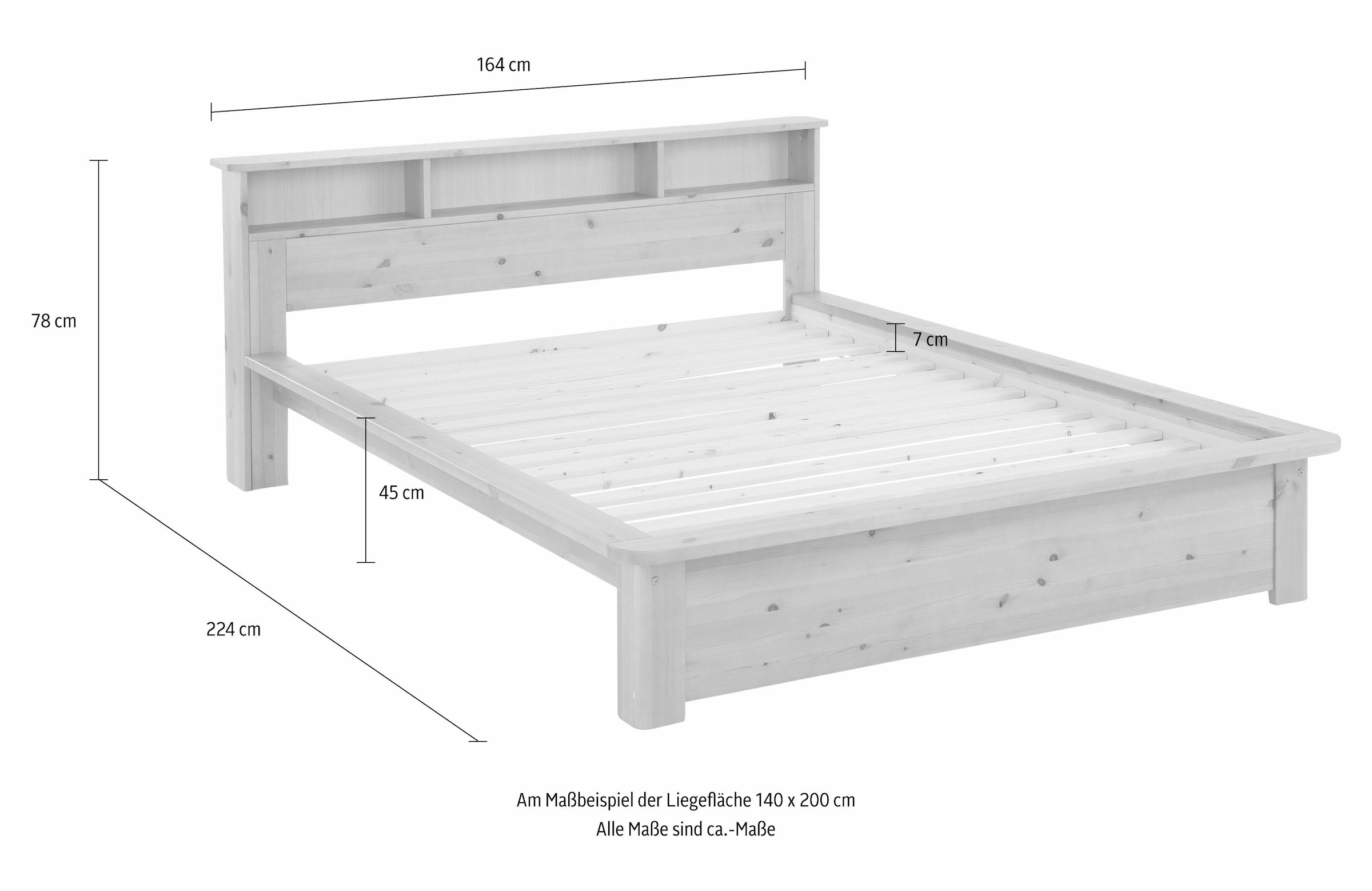 Home affaire Bett »"KERO" BESTSELLER! Stauraum im Kopfteil«, zertifiziertes Massivholz (Kiefer), optional mit Schublade