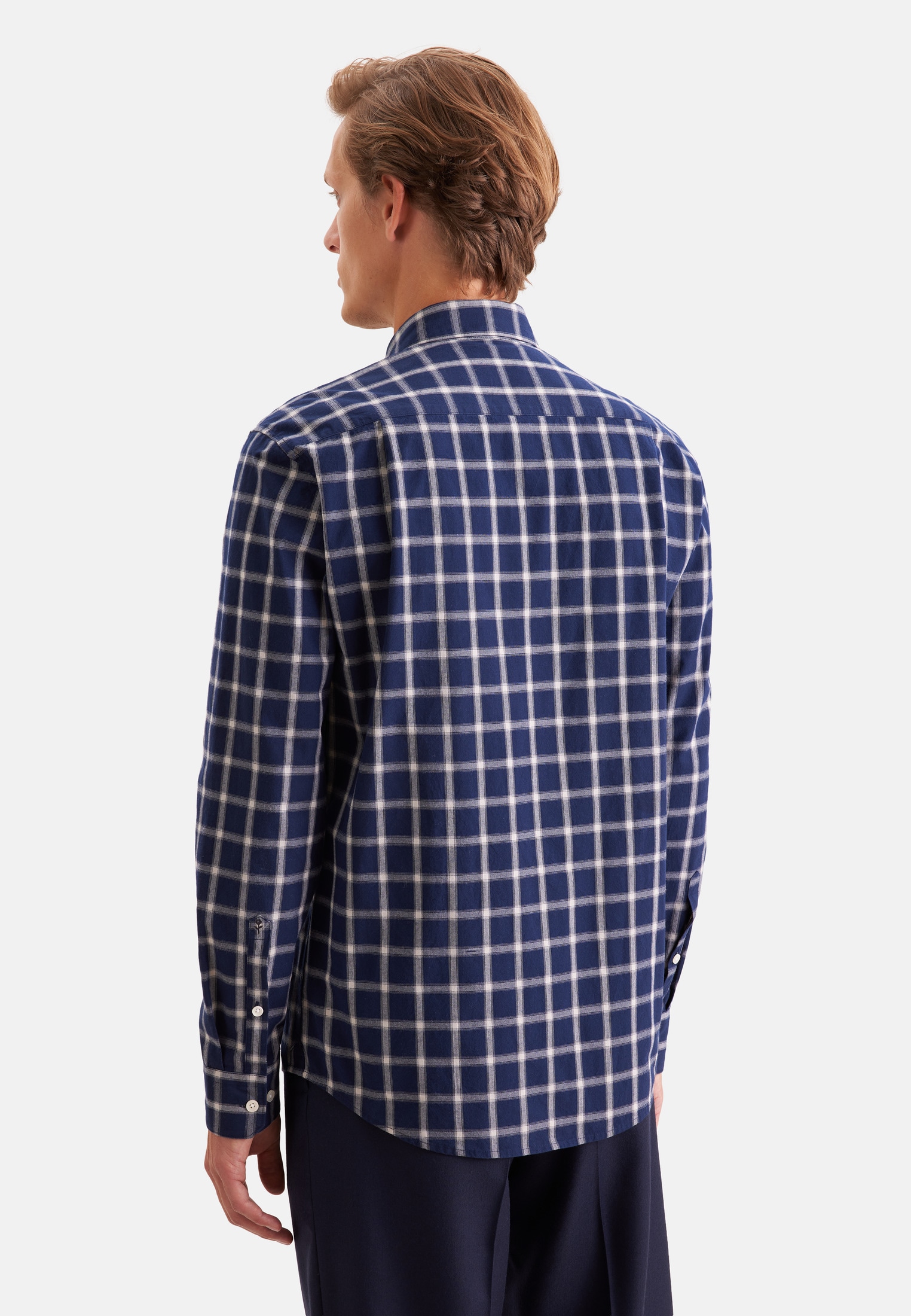 seidensticker Businesshemd Regular 1/1 Button-Down-Kragen Karo