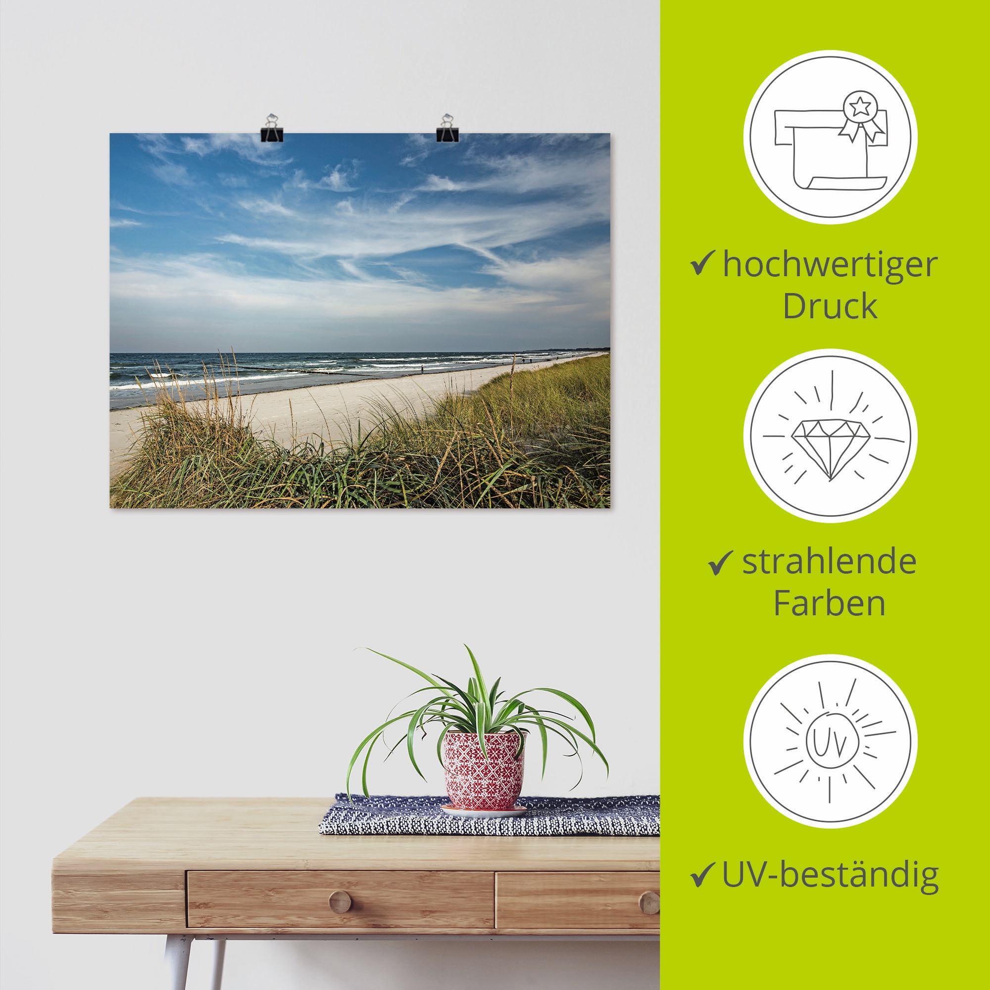 Artland Wandbild »Urlaubfeeling«, Strand, (1 St.), als Leinwandbild, Poster in verschied. Größen