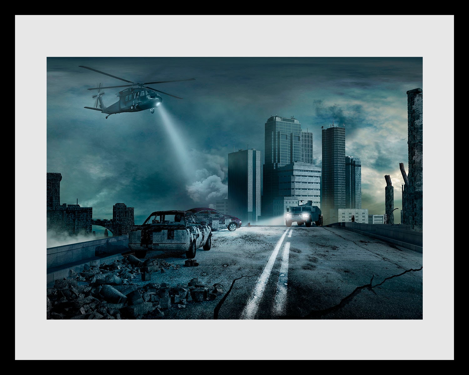 queence Bild »SEARCHING« Flugzeuge | Himmel | Stadt | Städte | Wolken 1 Stk. tlg. HD Premium Poster-Druck inkl. Holzrahmen