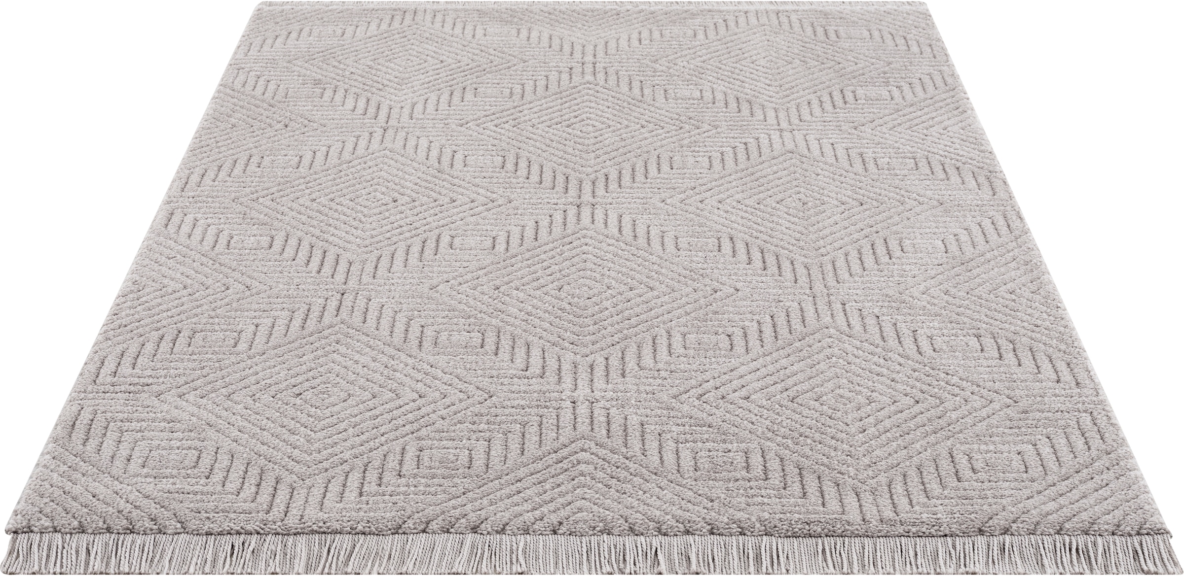 Leonique Teppich »Duchesse«, rechteckig, 22 mm Höhe, grafisches Design, Boho, Wende-Teppich im 3D-Effekt, mit Fransen