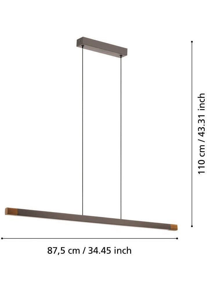 EGLO Hängeleuchte »LISCIANA«, 1 flammig, Leuchtmittel LED-Modul | LED wechselbar, FSCM70HB, Aluminium in braun und Holz in Walnuss-Optik, Lampe, 87,5 cm