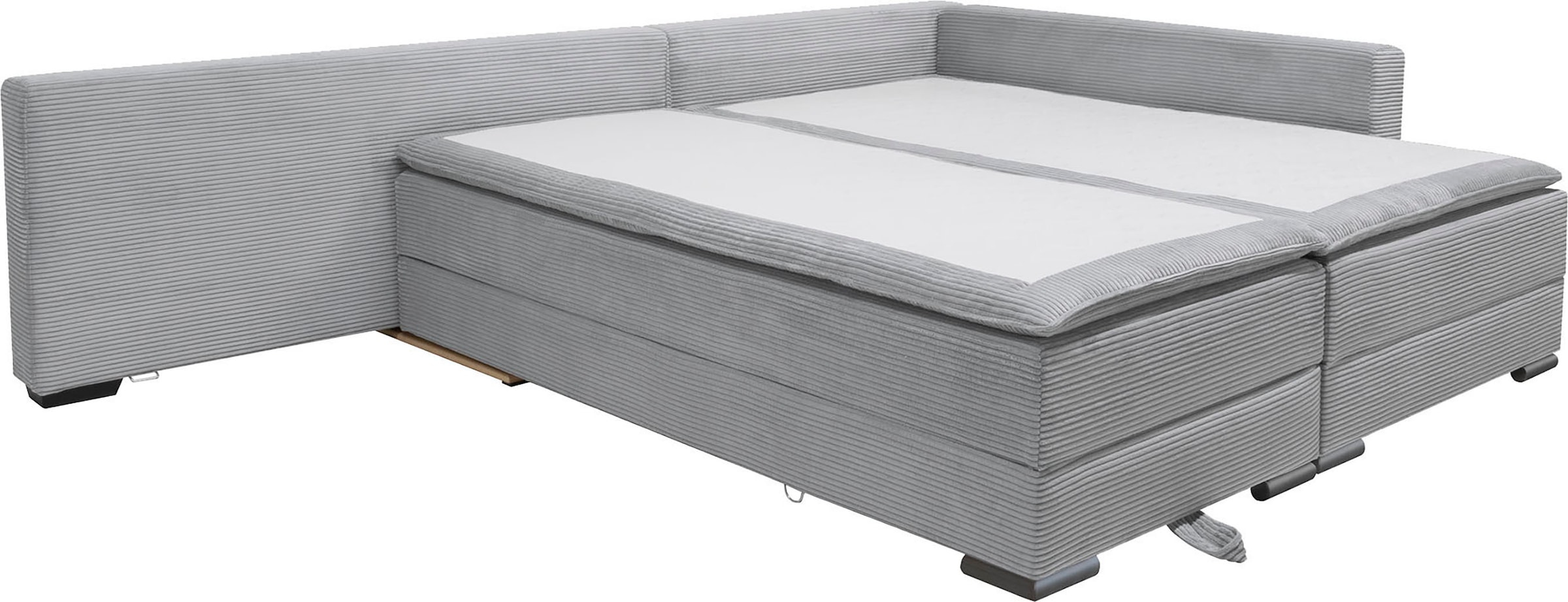 Home affaire Ecksofa »Night & Day L-Form, B: 321 cm, mit Dauer-Schlaffunktion 180x200 cm« Schlaffunktion, Bettkasten, Topper & 3 Zierkissen, Boxspringbett Cord