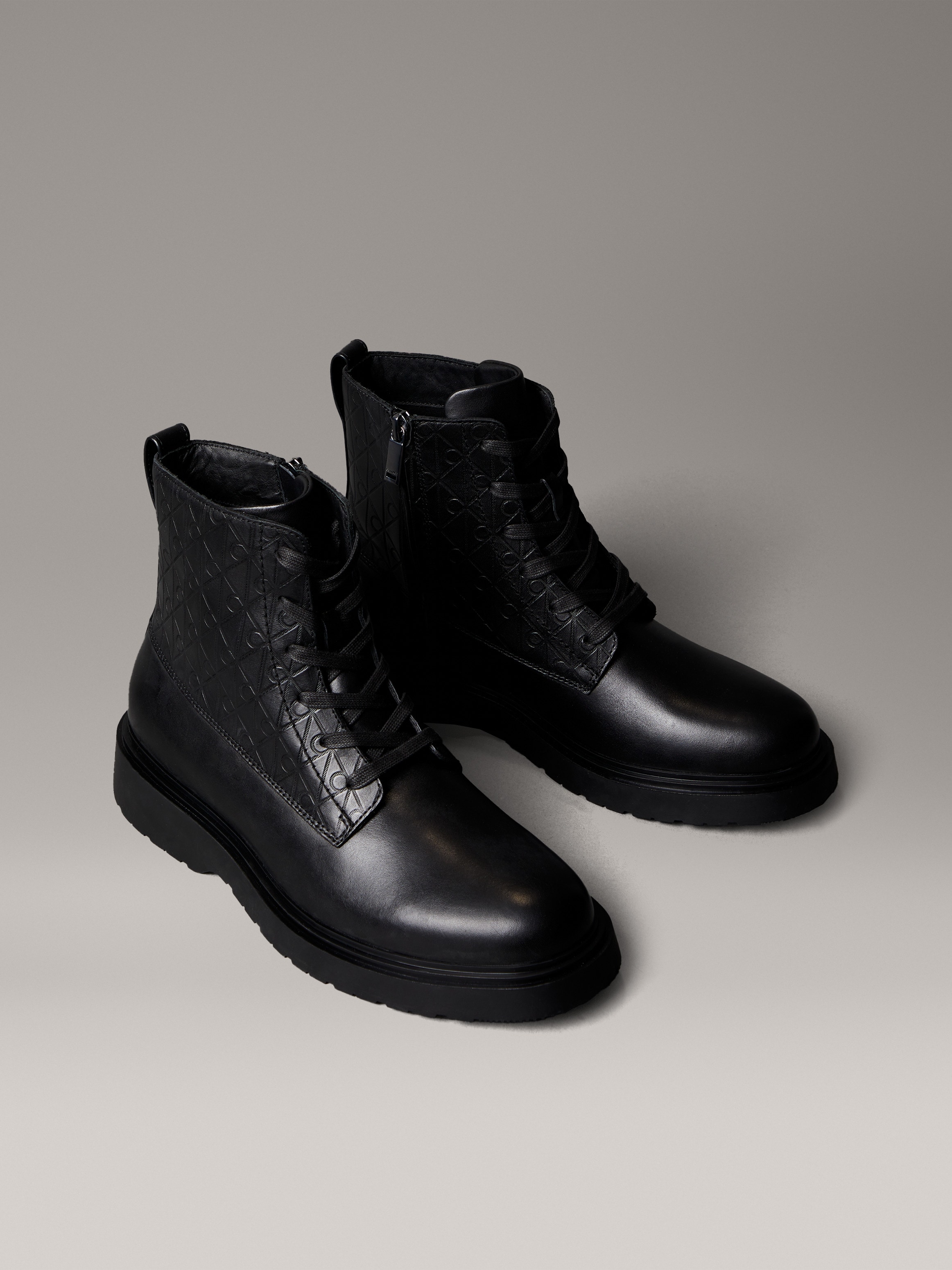 Calvin Klein Herren Schnürboots »COMBAT ESS LACE UP ZIP BOOT AOP« Schnürstiefelette in schwarz, Größe 44