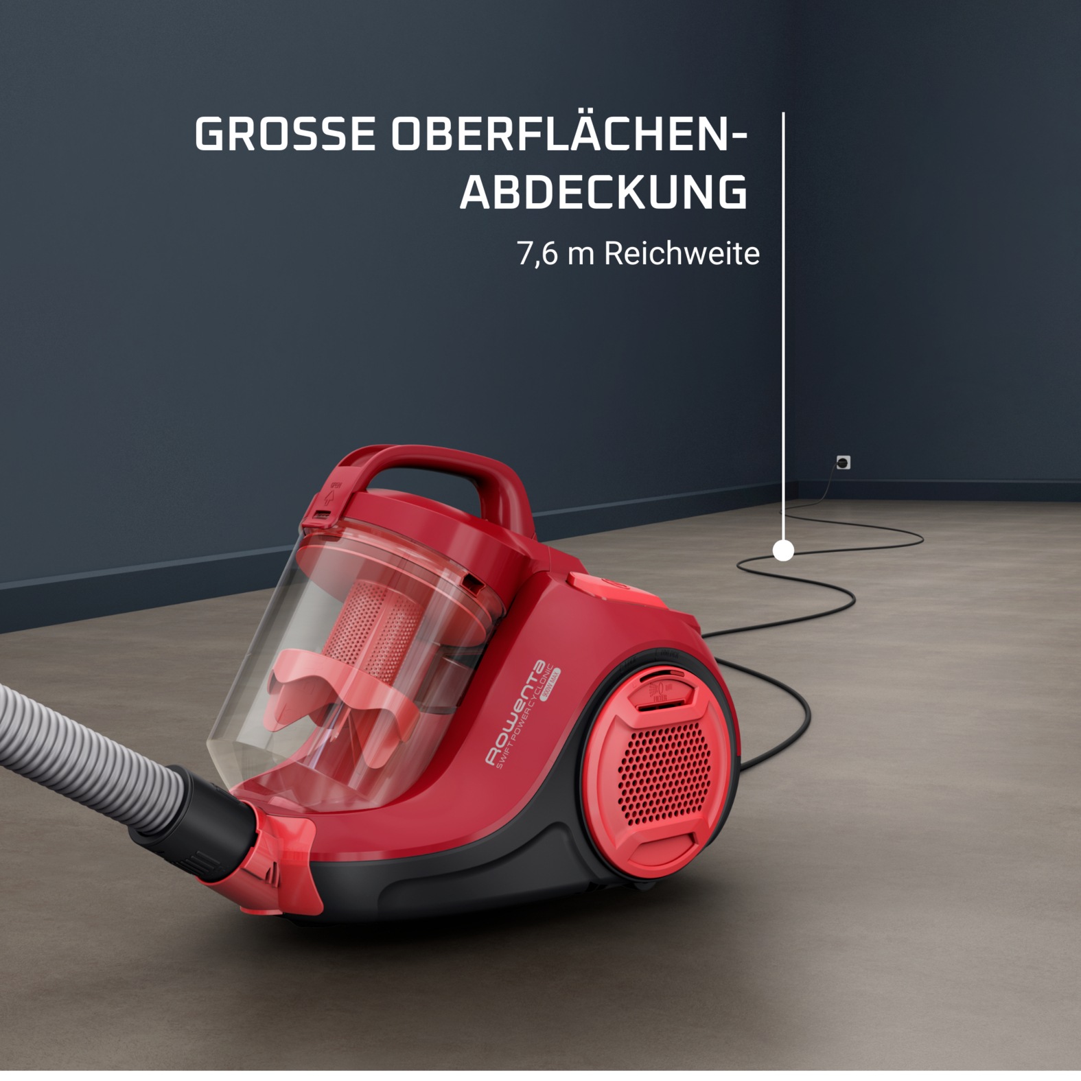 Rowenta Bodenstaubsauger »Swift Power Cyclonic, ohne Beutel, hohe Saugleistung auf Hartböden«, 750 W, beutellos, kompakte Größe, starke Leistung dank Effitech-Motor, einfache Leerung