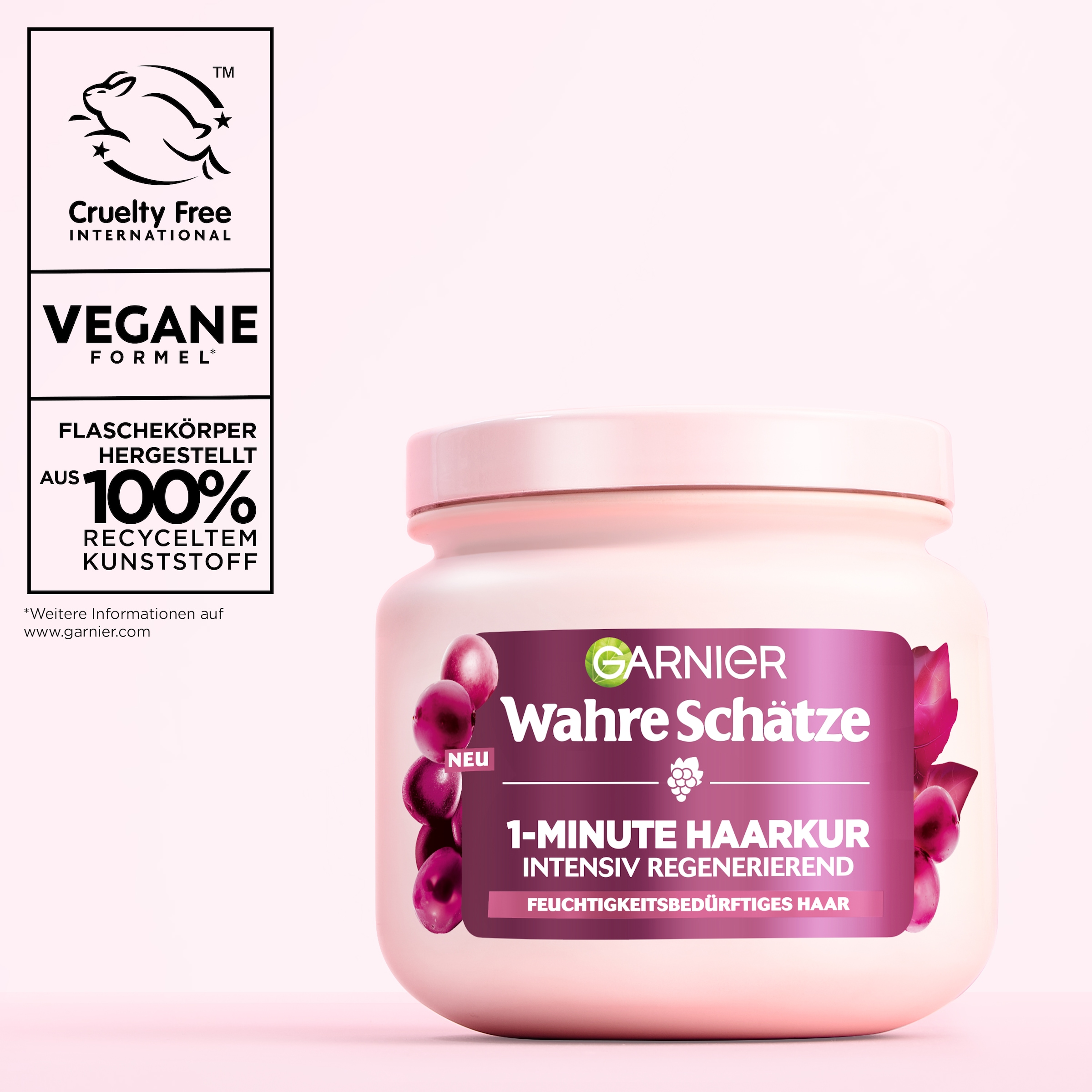 GARNIER Haarkur »Garnier Wahre Schätze 1-Minute Haarkur Traube Hydraboost«