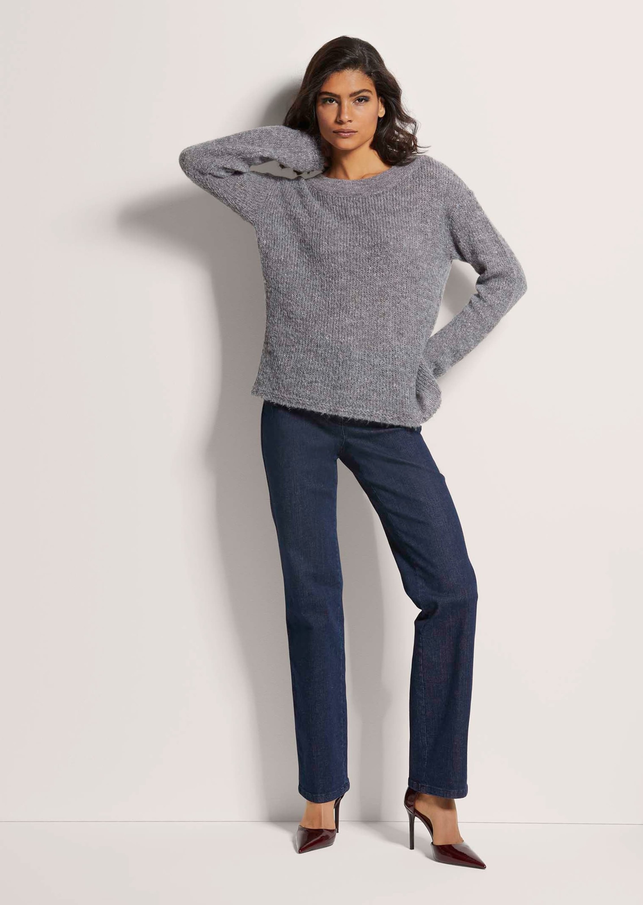 MADELEINE Longpullover »Pullover Pullover mit Glanz-Effekt«