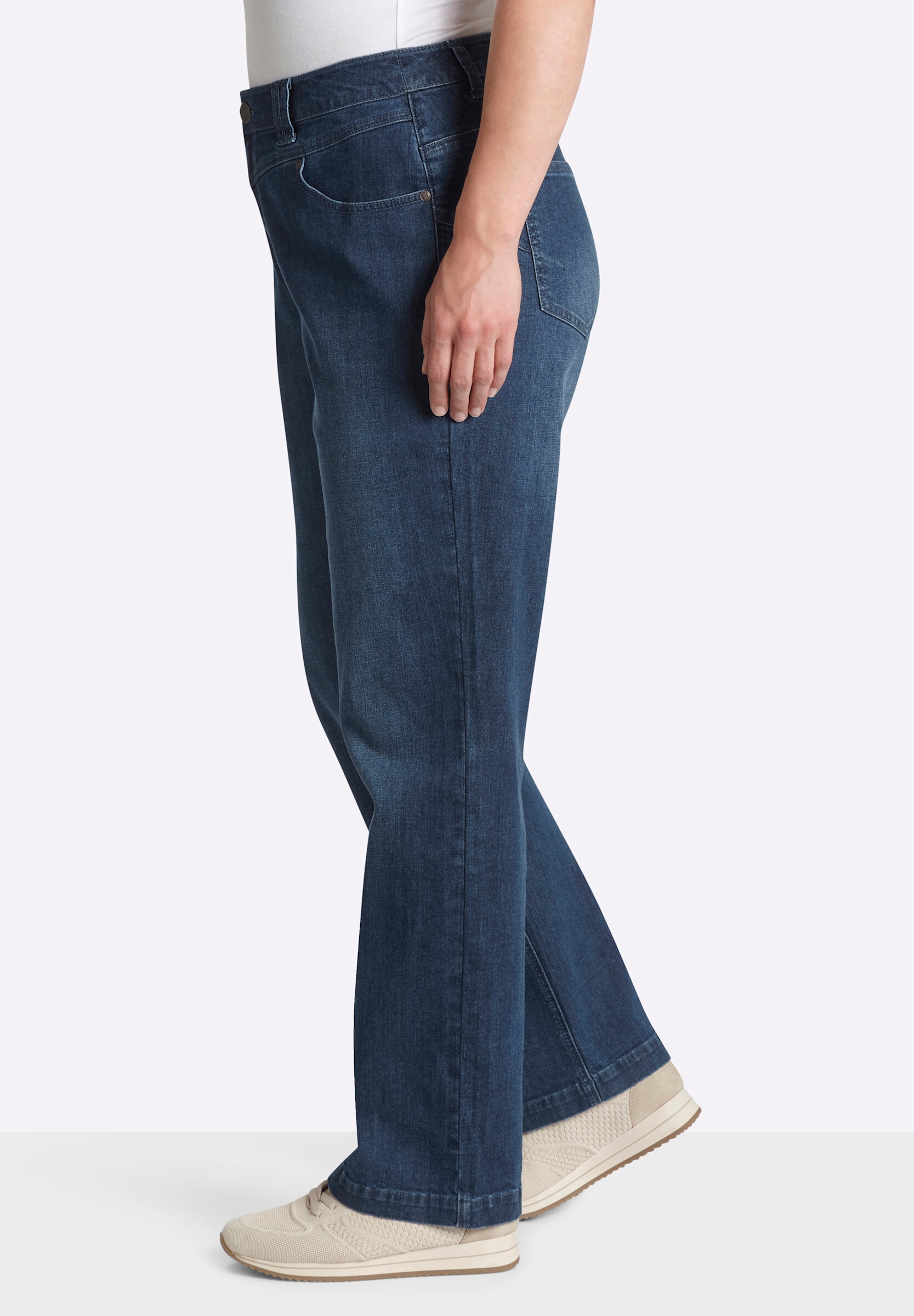Sheego 5-Pocket-Jeans »Jeans Jeans mit weitem Oberschenkel, im Barrel-Leg«
