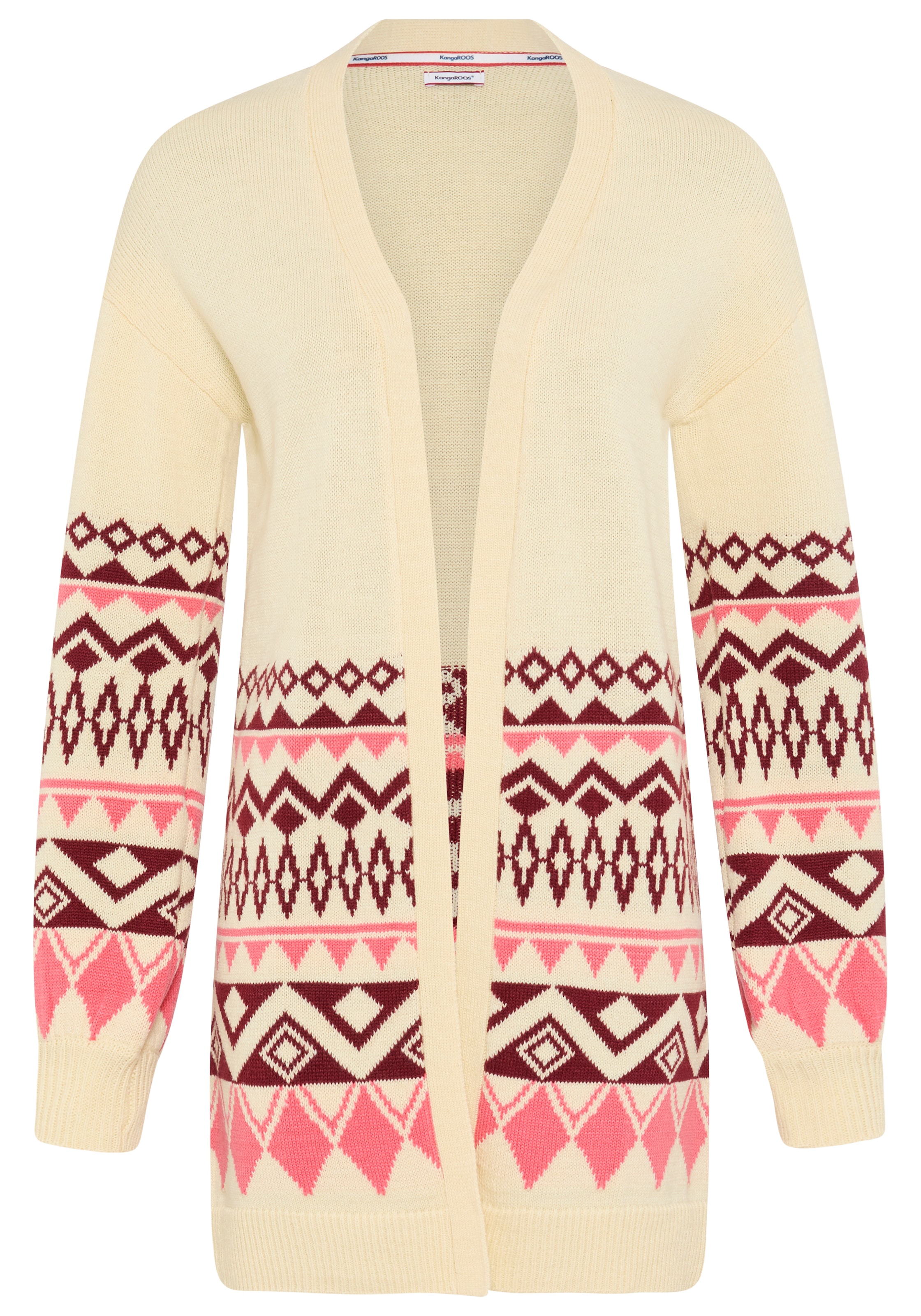 KangaROOS Longstrickjacke lang geschnitten, ohne Verschluss, figurumspielende Passform