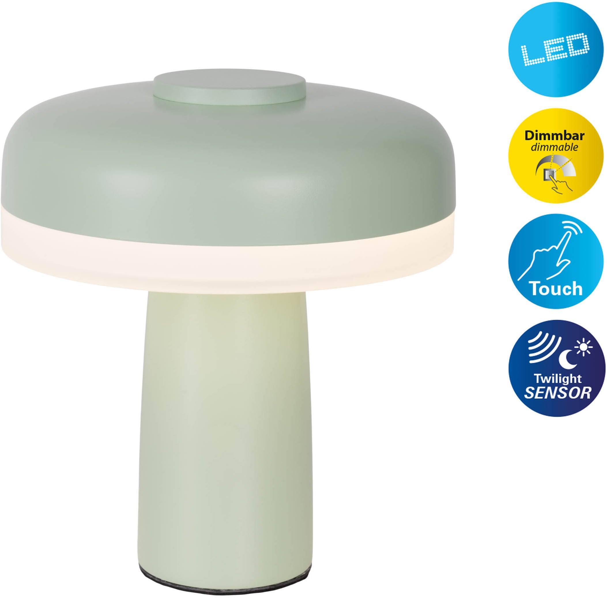 näve LED Tischleuchte »Pilu« LED-Modul 1 Stk. Warmweiß Akku, inkl. USB-Kabel 80cm, stufenweise dimmbar per Berührungssensor