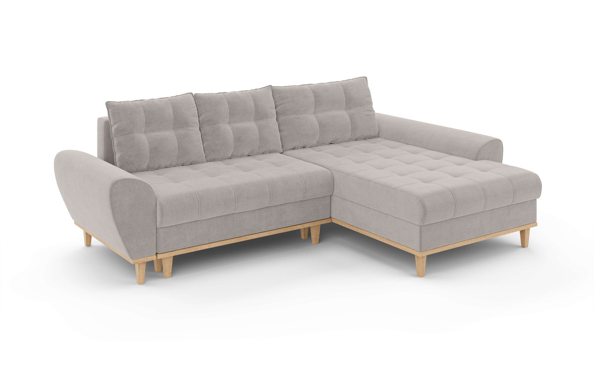 Home affaire Ecksofa »Ahrdorf mit Bettfunktion und Bettkasten, Maße: B/H/T 268/86/175 cm« L-Form mit 3 Rückenkissen  und moderne gerundete Armlehnen