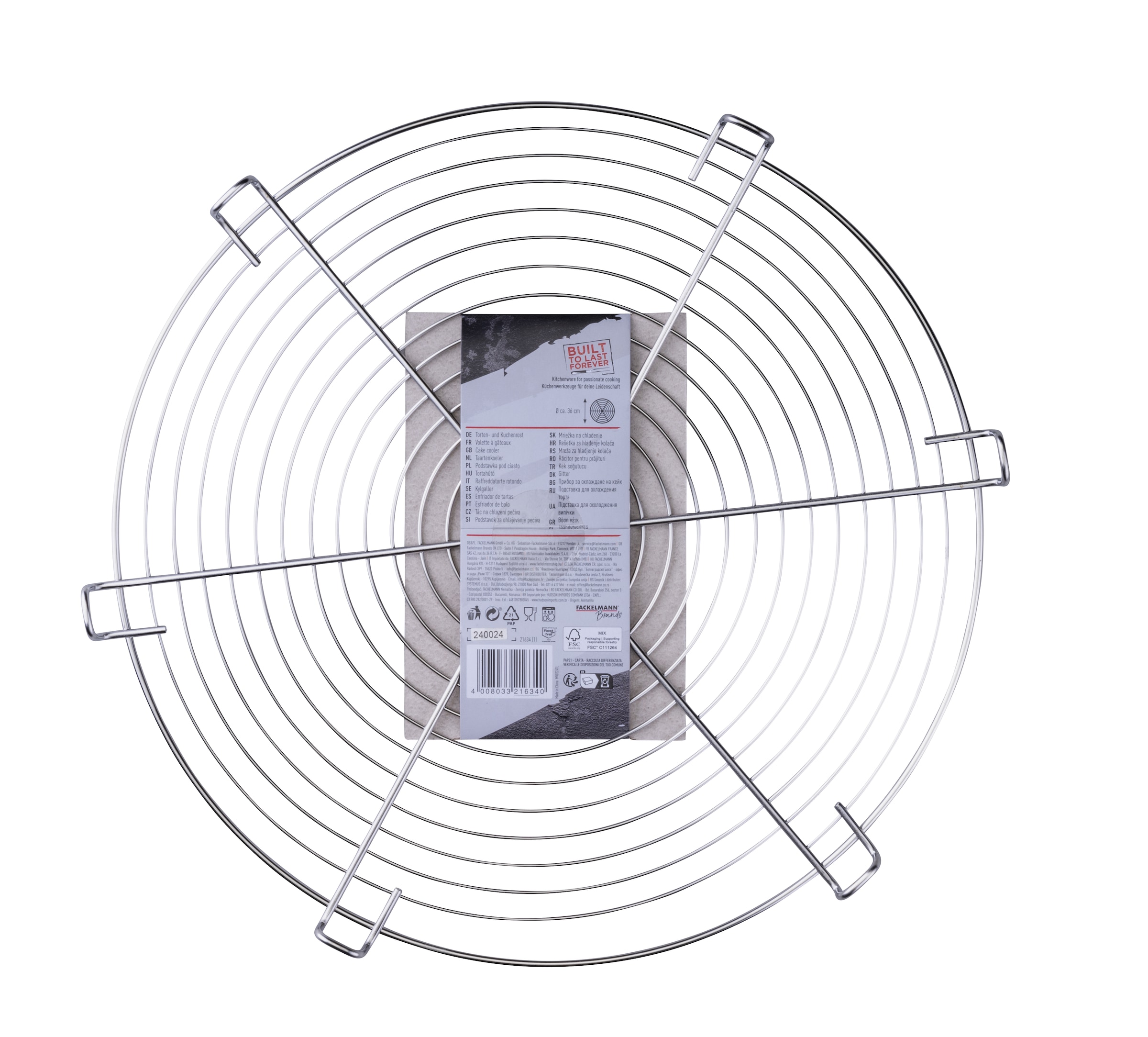 FMprofessional Küchenrost »Torten- und Kuchenrost, Ø36 cm Edelstahl, Rostfrei« Ideal zum Abkühlen und Dekorieren von Backwaren, Spülmaschinengeeignet