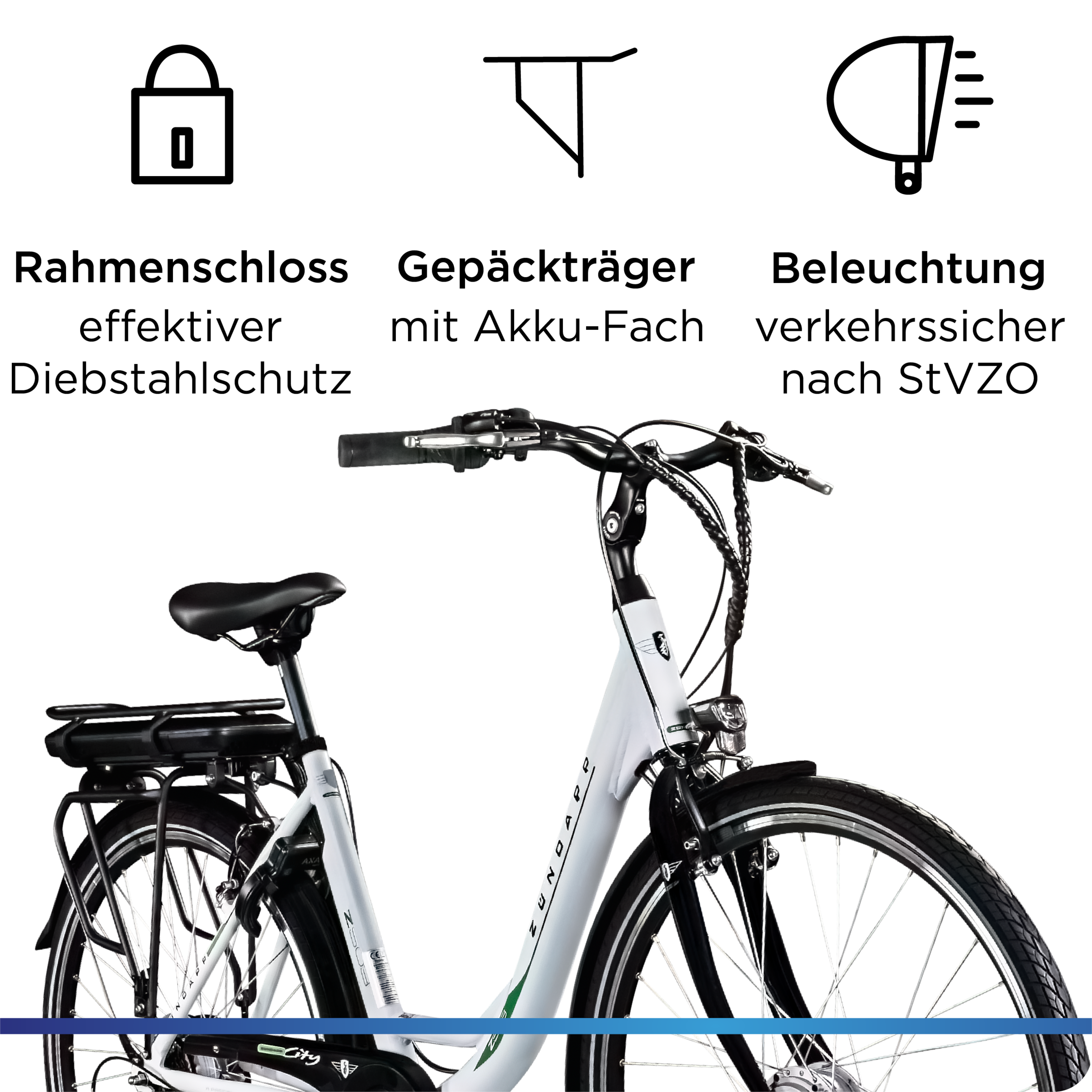 Zündapp »Z503« 7 Gang Shimano Tourney RD-TY21 Schaltwerk Kettenschaltung Frontmotor 250 W Pedelec, Elektrofahrrad für Damen u. Herren