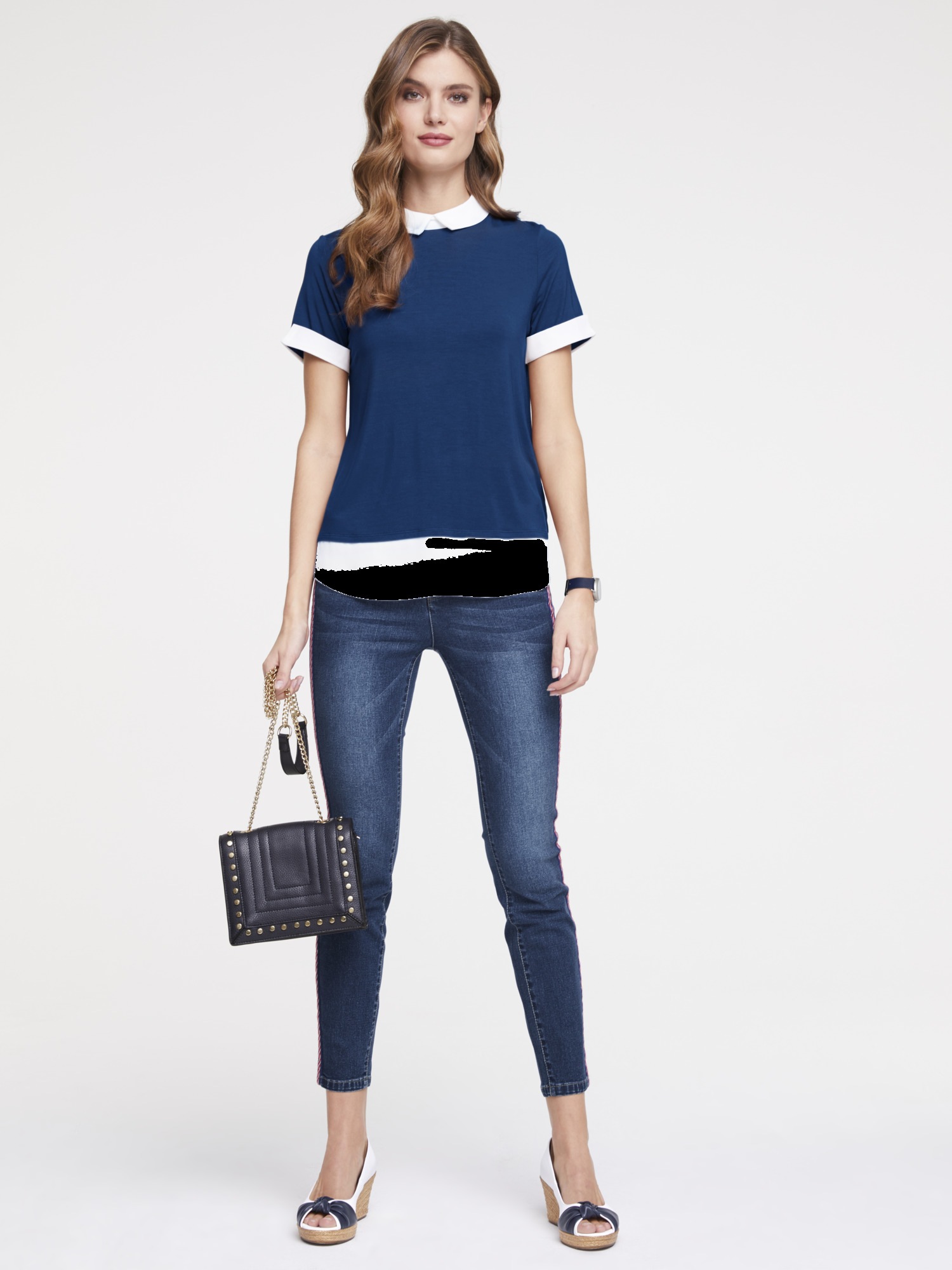 Rundhalsshirt Two-in-one Optik