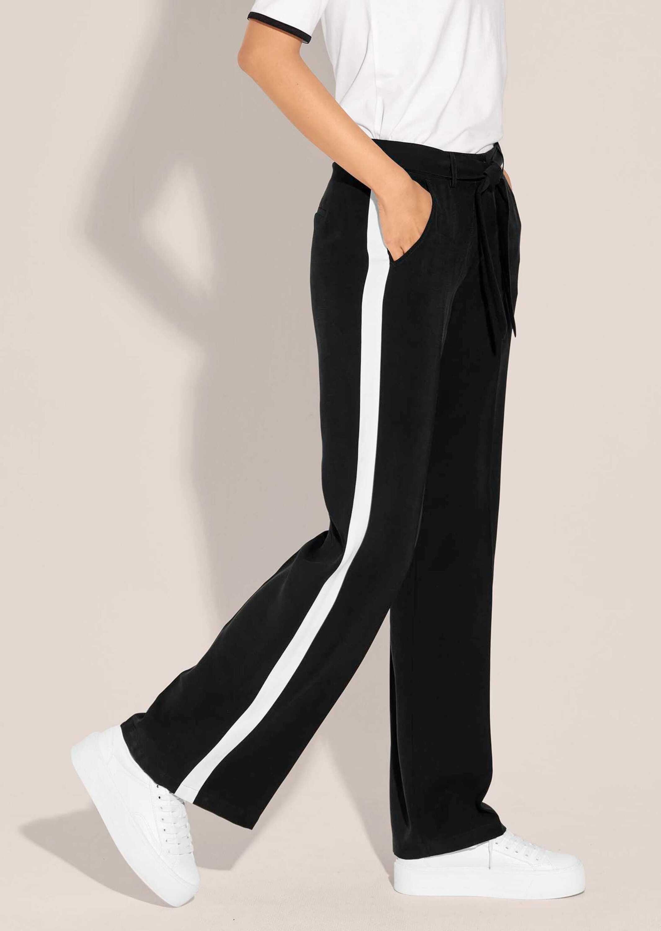 MADELEINE Bügelfaltenhose »Hose Weite Hose mit Bindeband und Seitenstreifen«